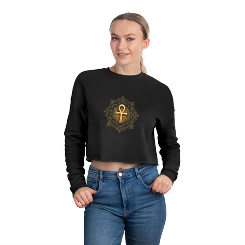 Ankh Cropped Sweatshirt - Sacred Geometry Athleisure