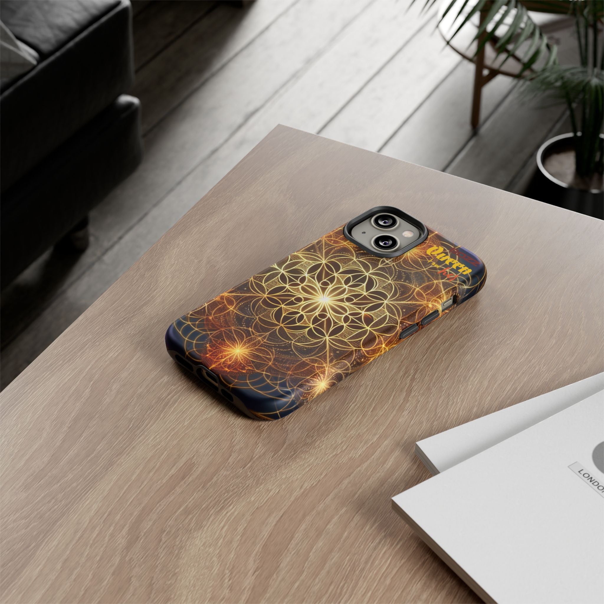 Golden Flower Mandala Phone Case, Tough Cases, Bohemian Phone Cover, Unique Gift for Him/Her, Spiritual and Artistic Design