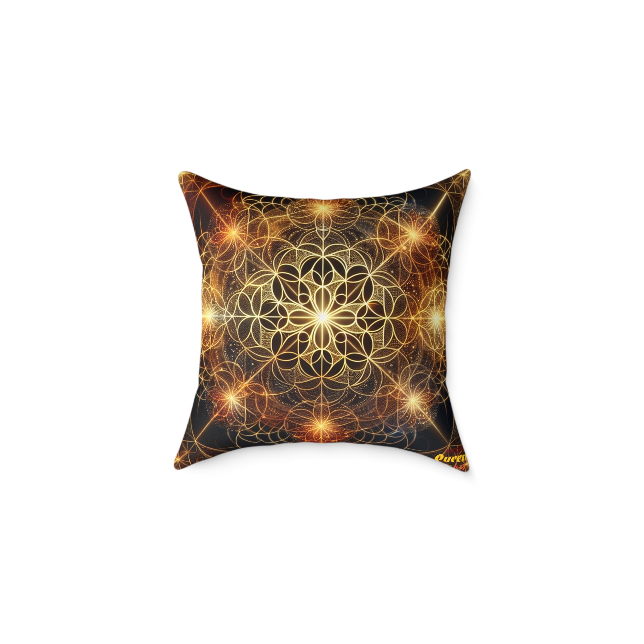 Bohemian Flower Mandala Pillow, Square Poly Canvas Pillow for Home Decor, Cozy Living Room Accent, Meditation Gift, Bedroom Cushion