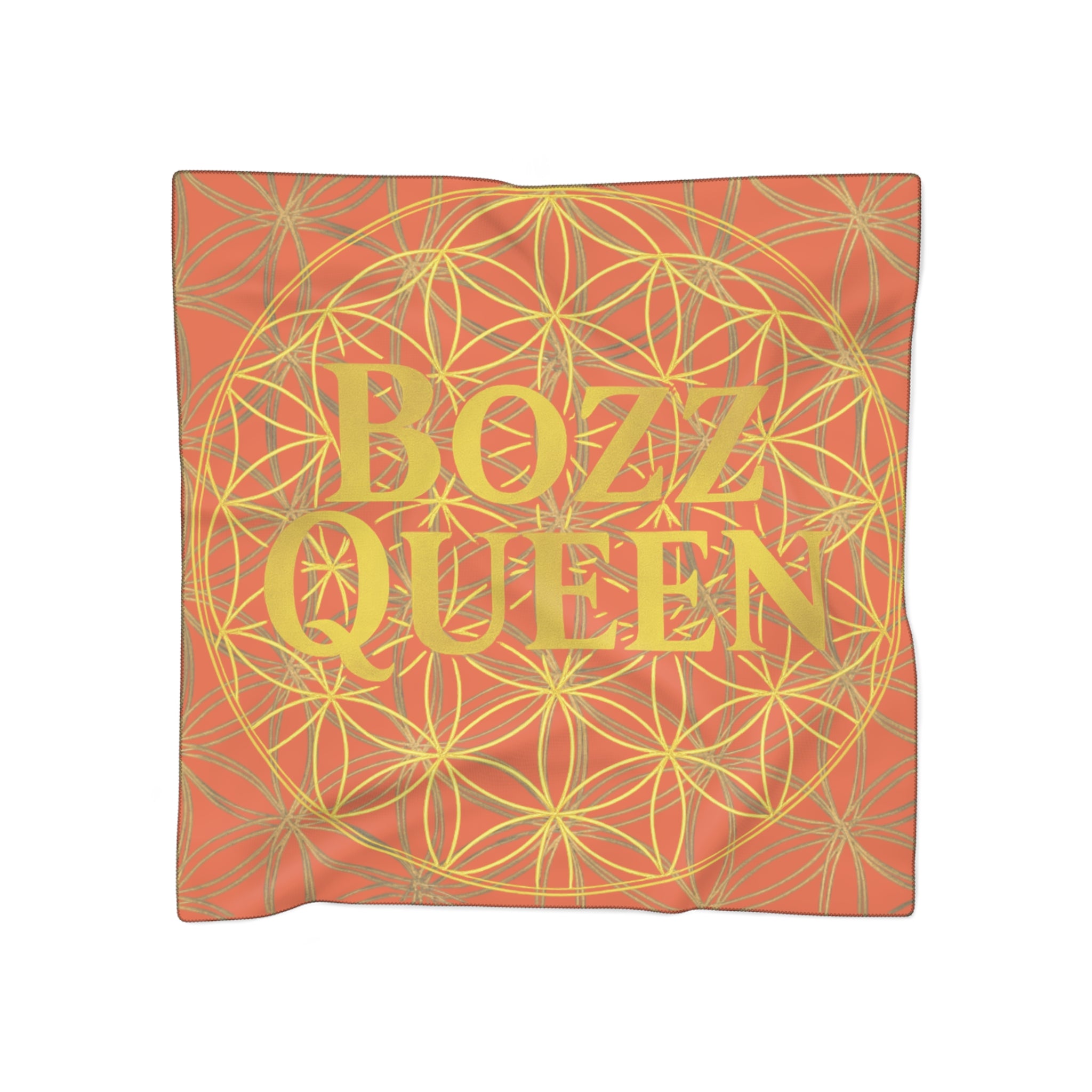 Bozz Queen Orange Poly Scarf - Vibrant Flower of Life Design for Stylish Women