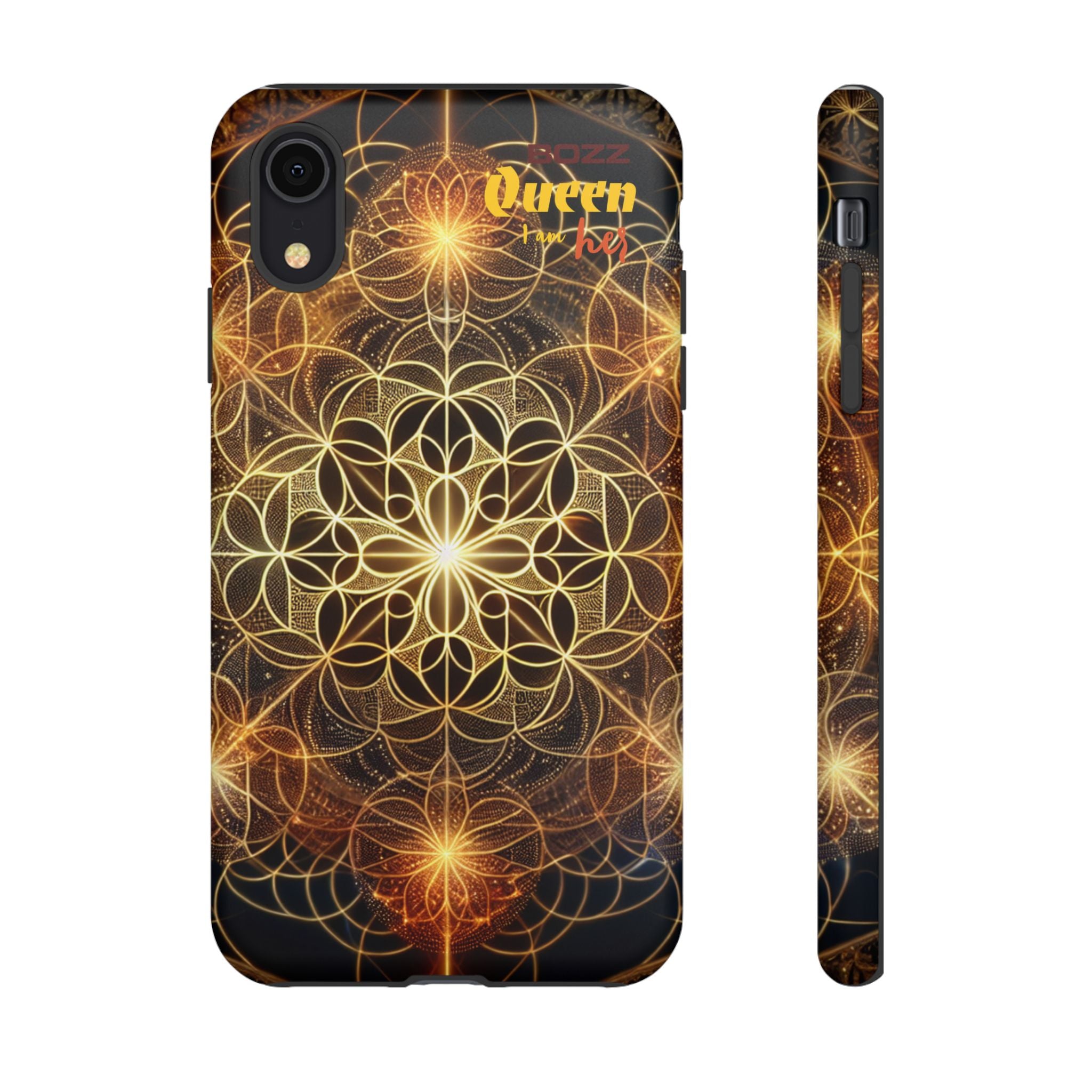 Golden Flower Mandala Phone Case, Tough Cases, Bohemian Phone Cover, Unique Gift for Him/Her, Spiritual and Artistic Design