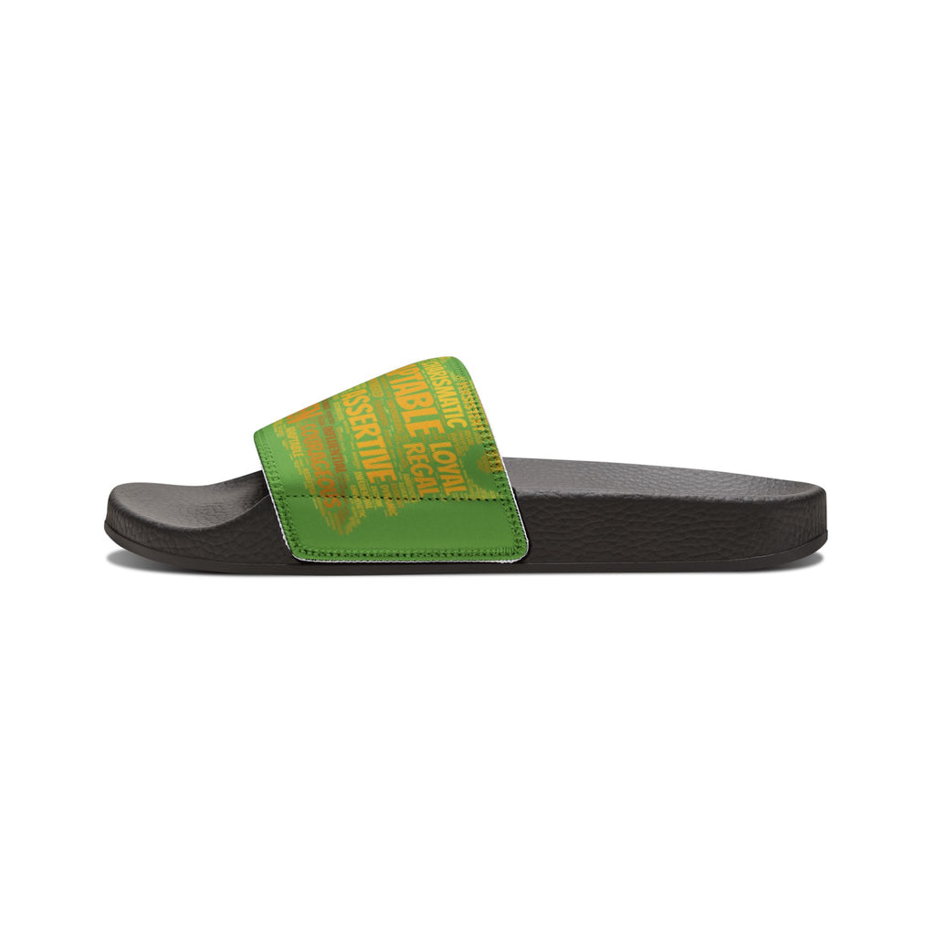 Bozz Queen Green & Gold Women's Sandals - Removable Strap Beach Slides
