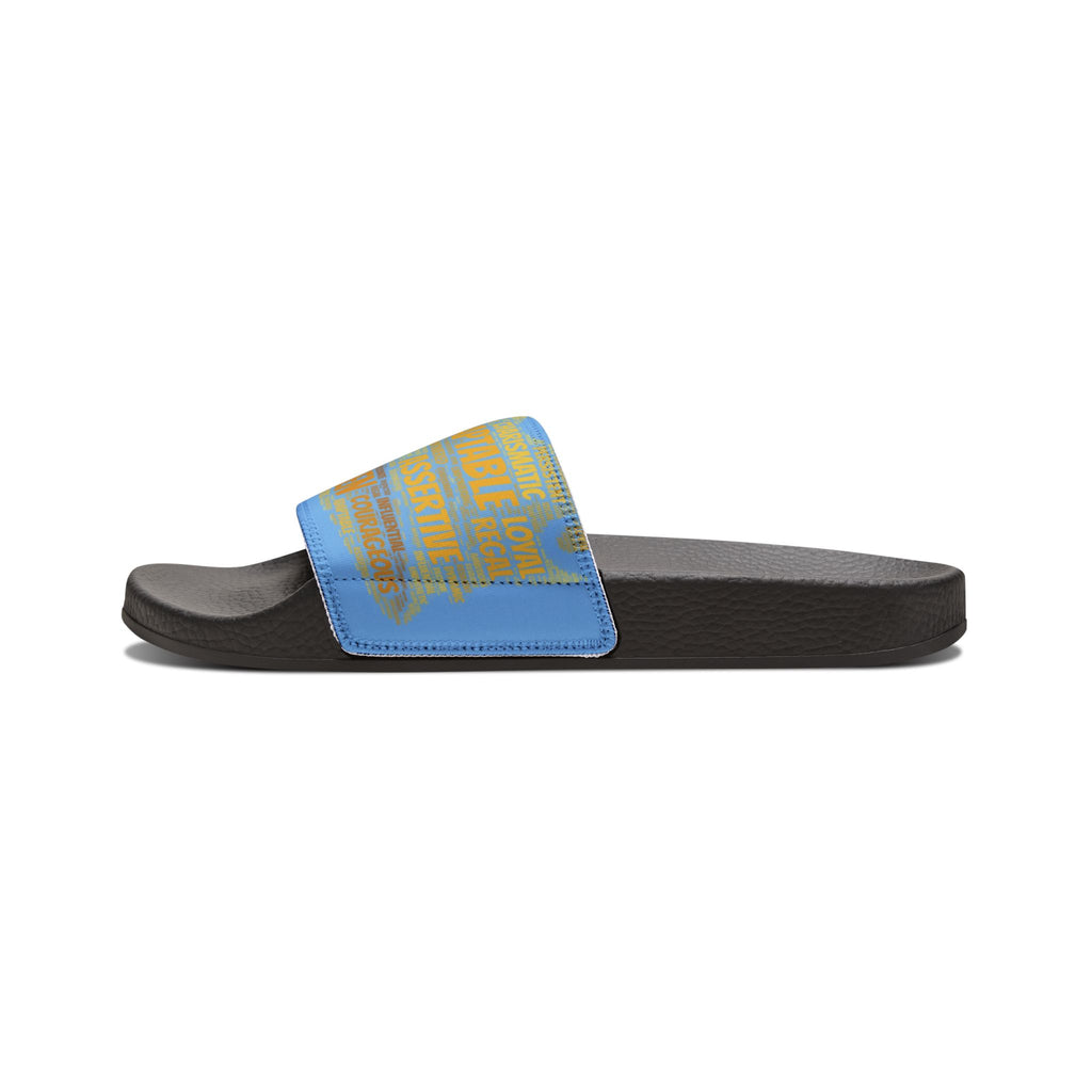 Bozz Queen Light Blue & Gold Women's Sandals - Removable Strap Beach Slides