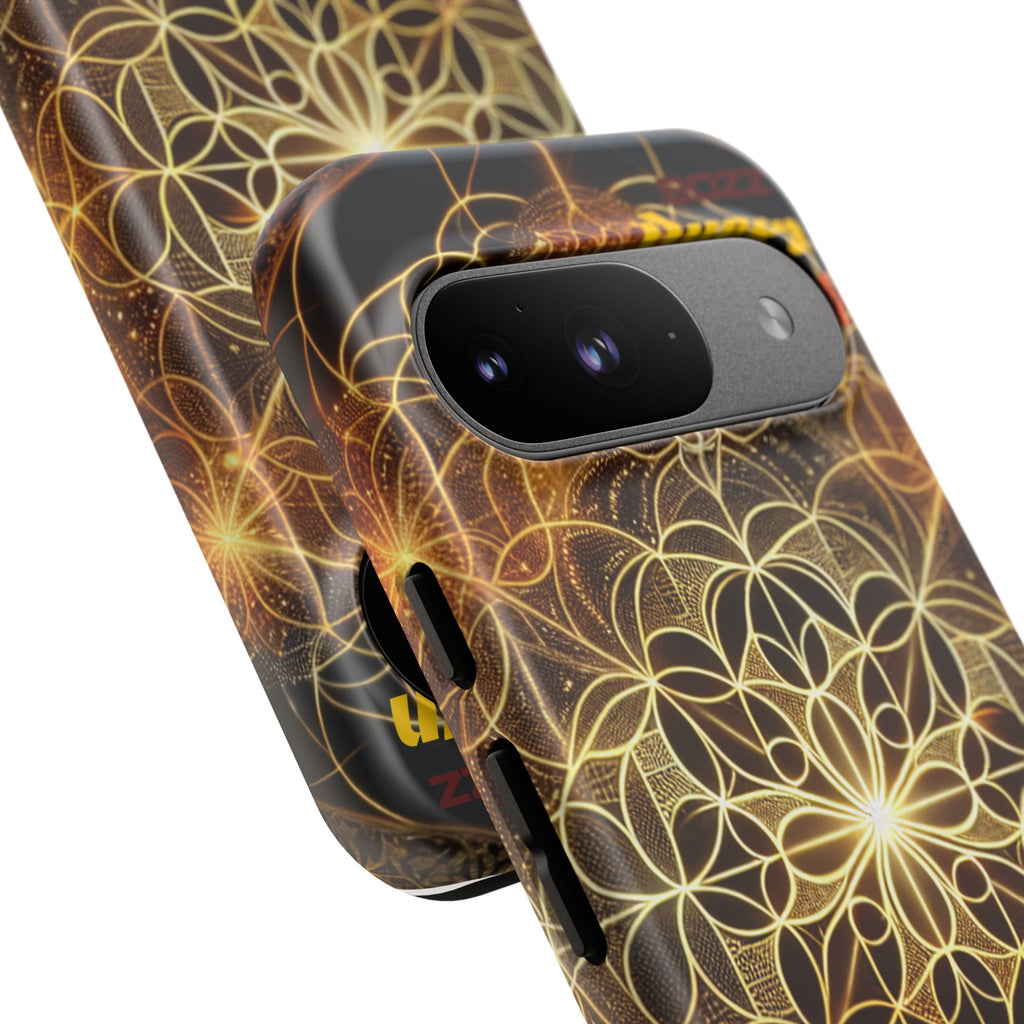 Golden Flower Mandala Phone Case, Tough Cases, Bohemian Phone Cover, Unique Gift for Him/Her, Spiritual and Artistic Design