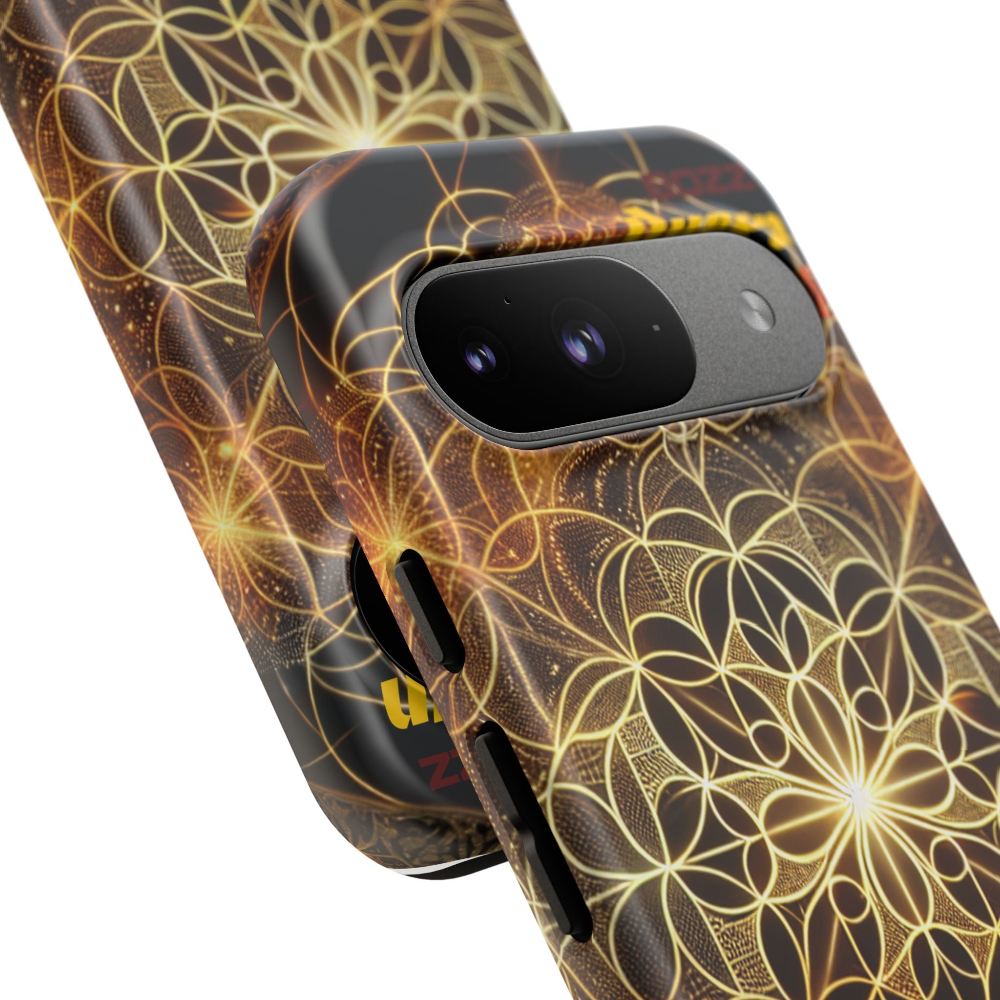 Golden Flower Mandala Phone Case, Tough Cases, Bohemian Phone Cover, Unique Gift for Him/Her, Spiritual and Artistic Design