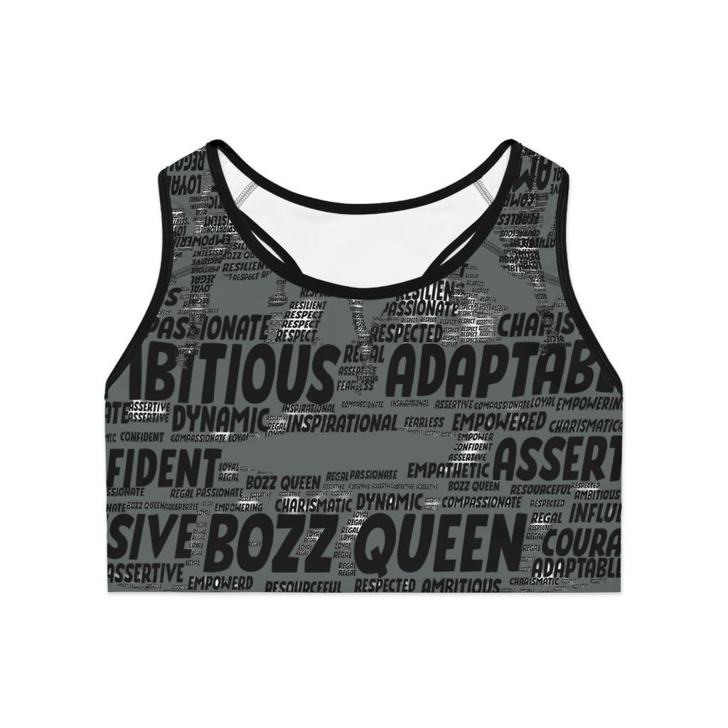 Empowering Sports Bra - Bozz Queen Origin Collection | Dark Grey & Black