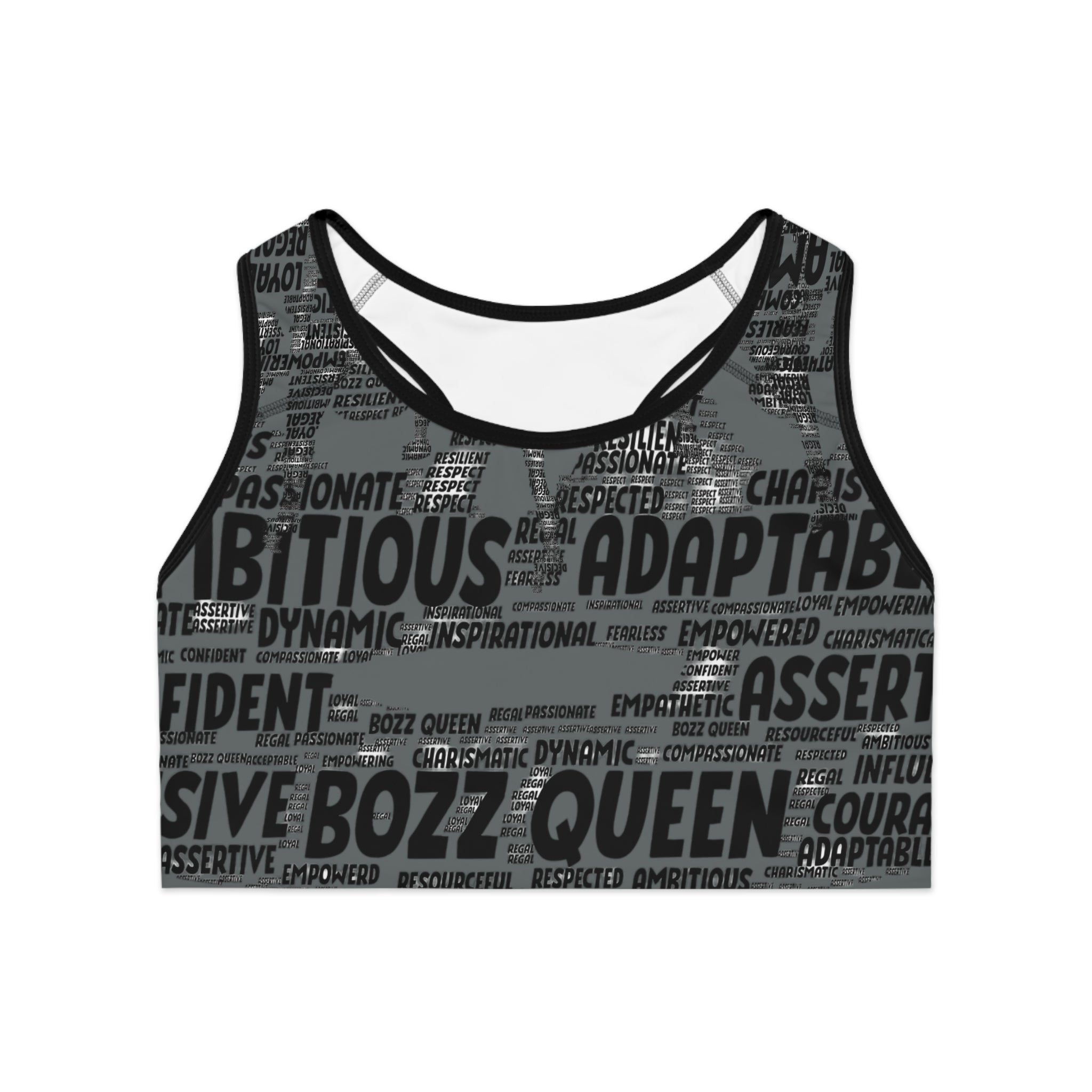 Empowering Sports Bra - Bozz Queen Origin Collection | Dark Grey & Black