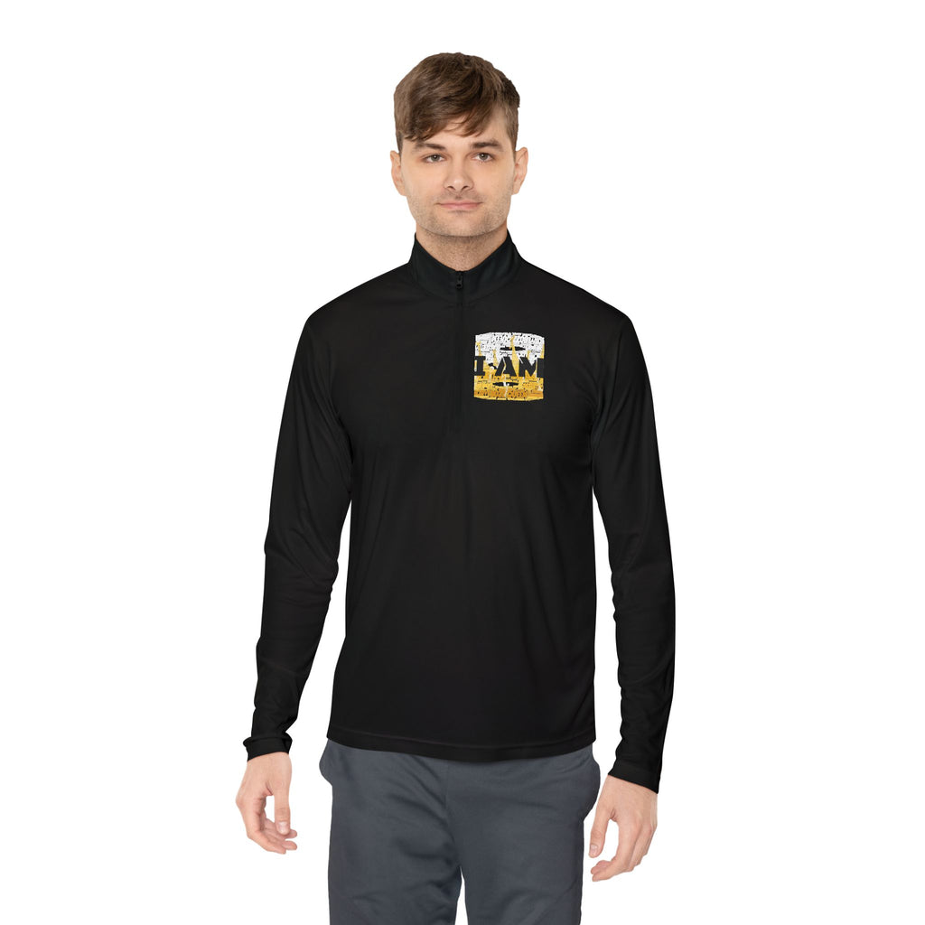 I AM Unisex Quarter-Zip Pullover - Motivational Activewear for Gym & Yoga