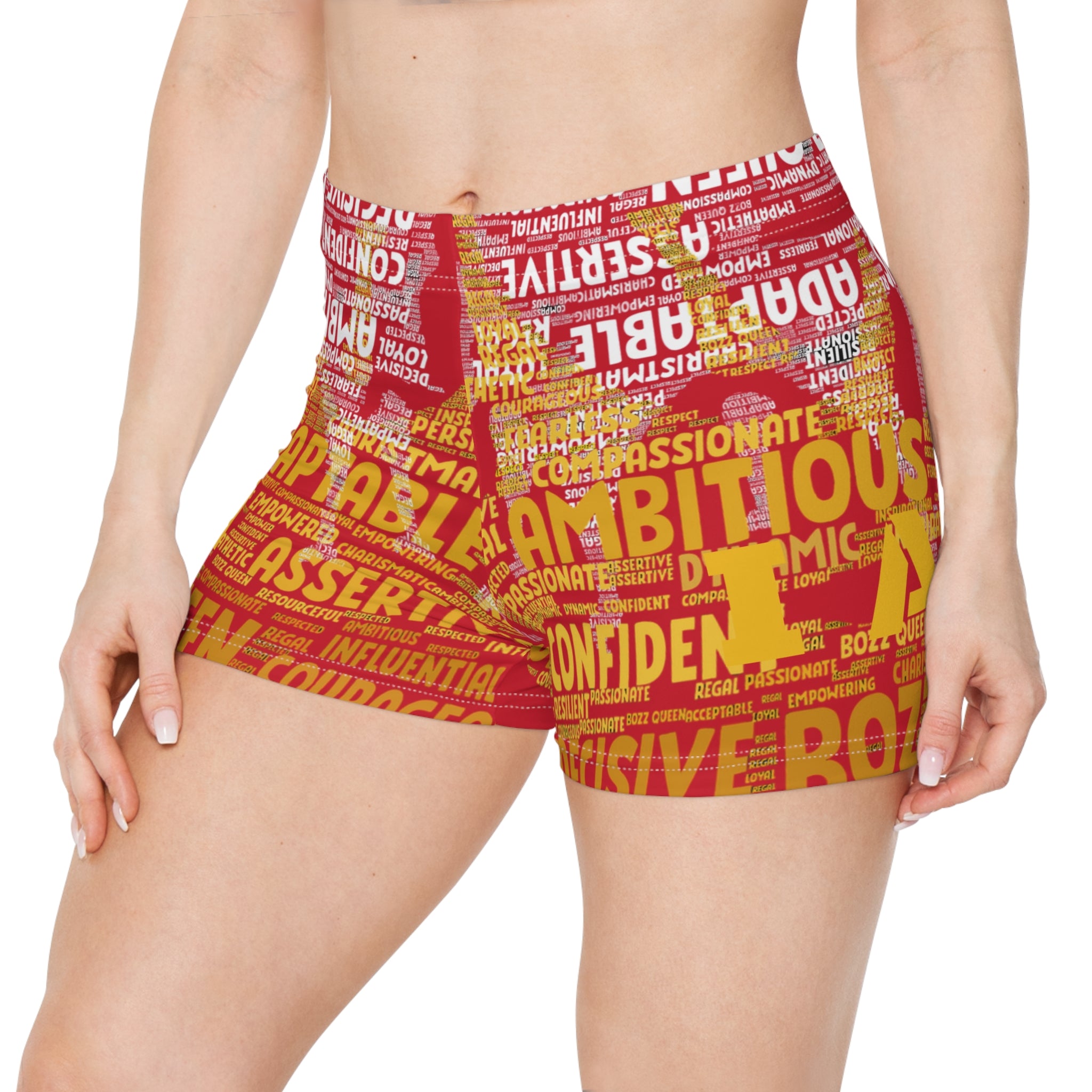 Red I AM Series Women's Empowerment Shorts - Motivational Activewear