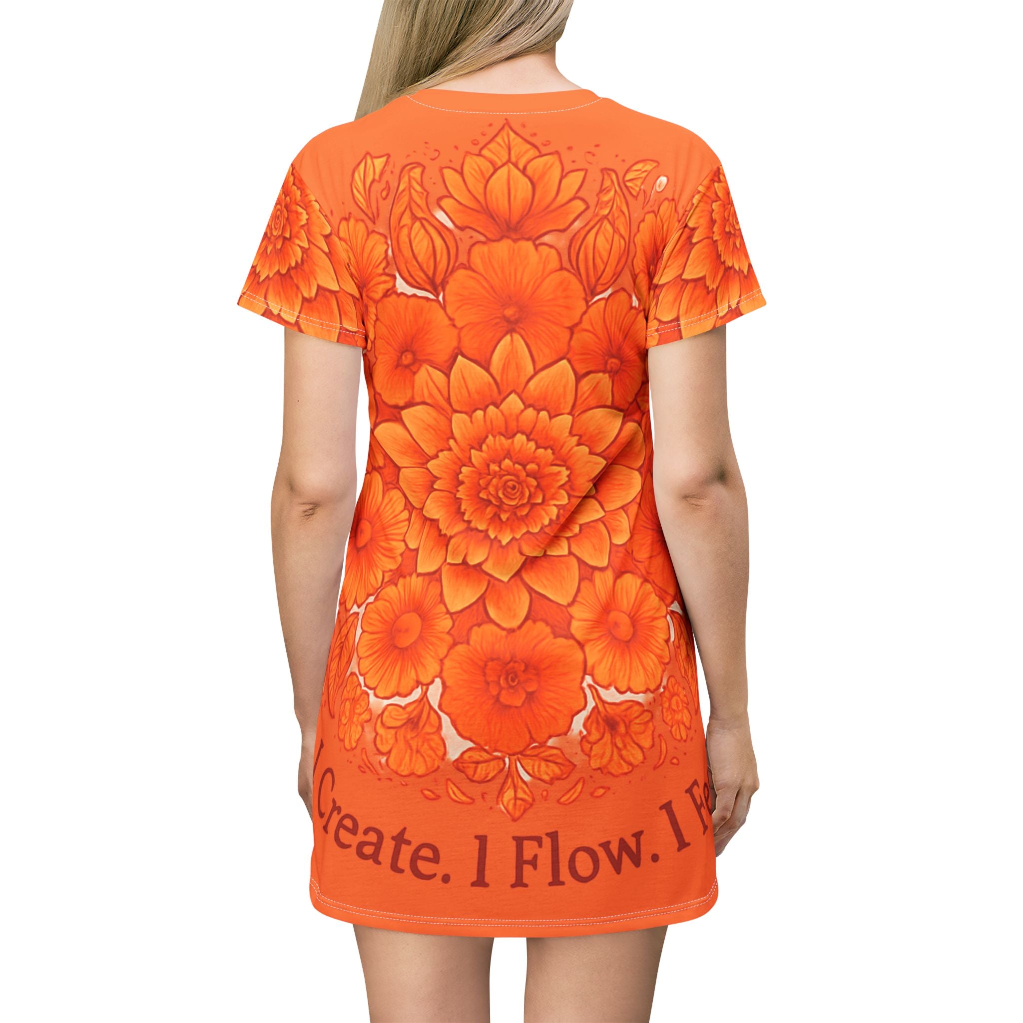 Light Orange Chakra Flow T-Shirt Dress - Sacral Energy (Svadhisthana) Creative Wear