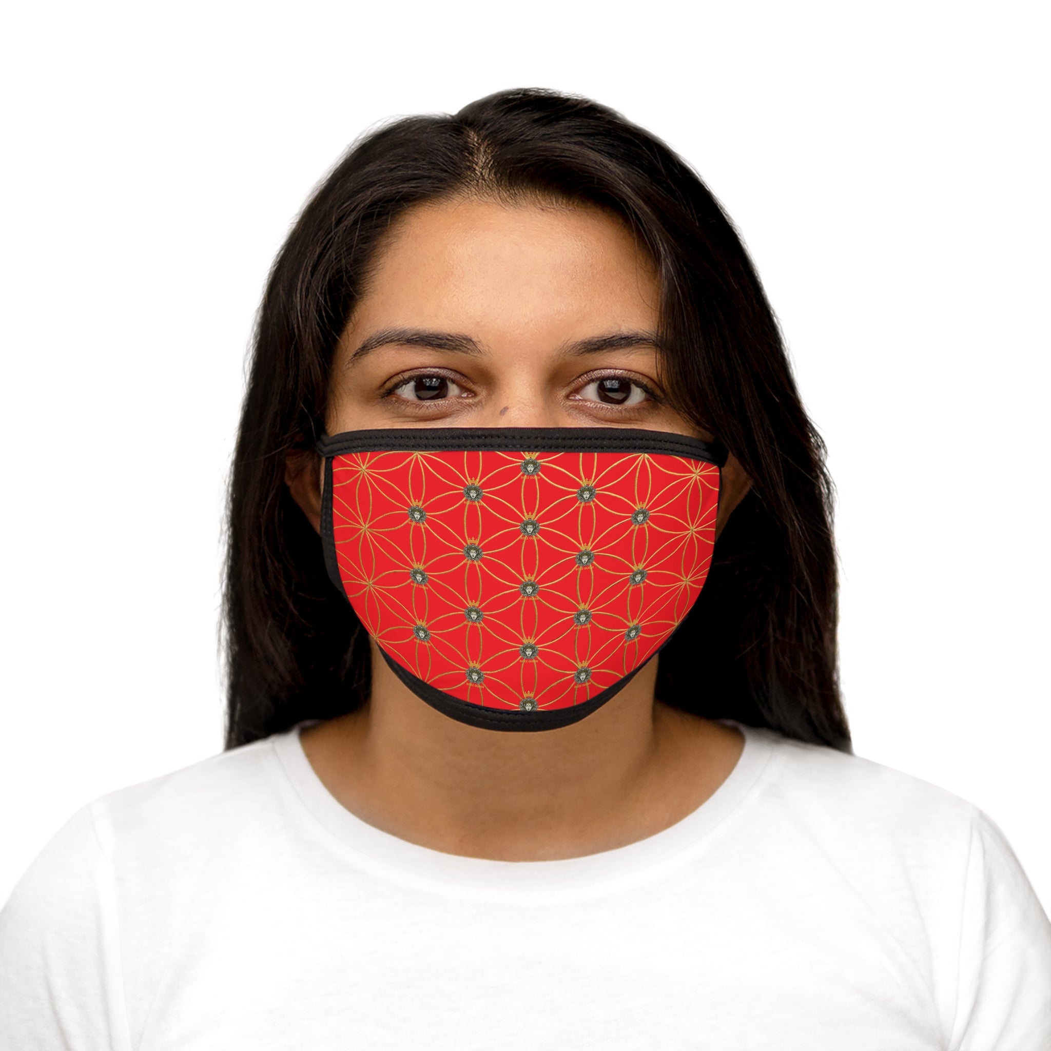 Bozz Queen Flower of Life Face Mask - Red & Gold Stylish Breathable Cloth Mask