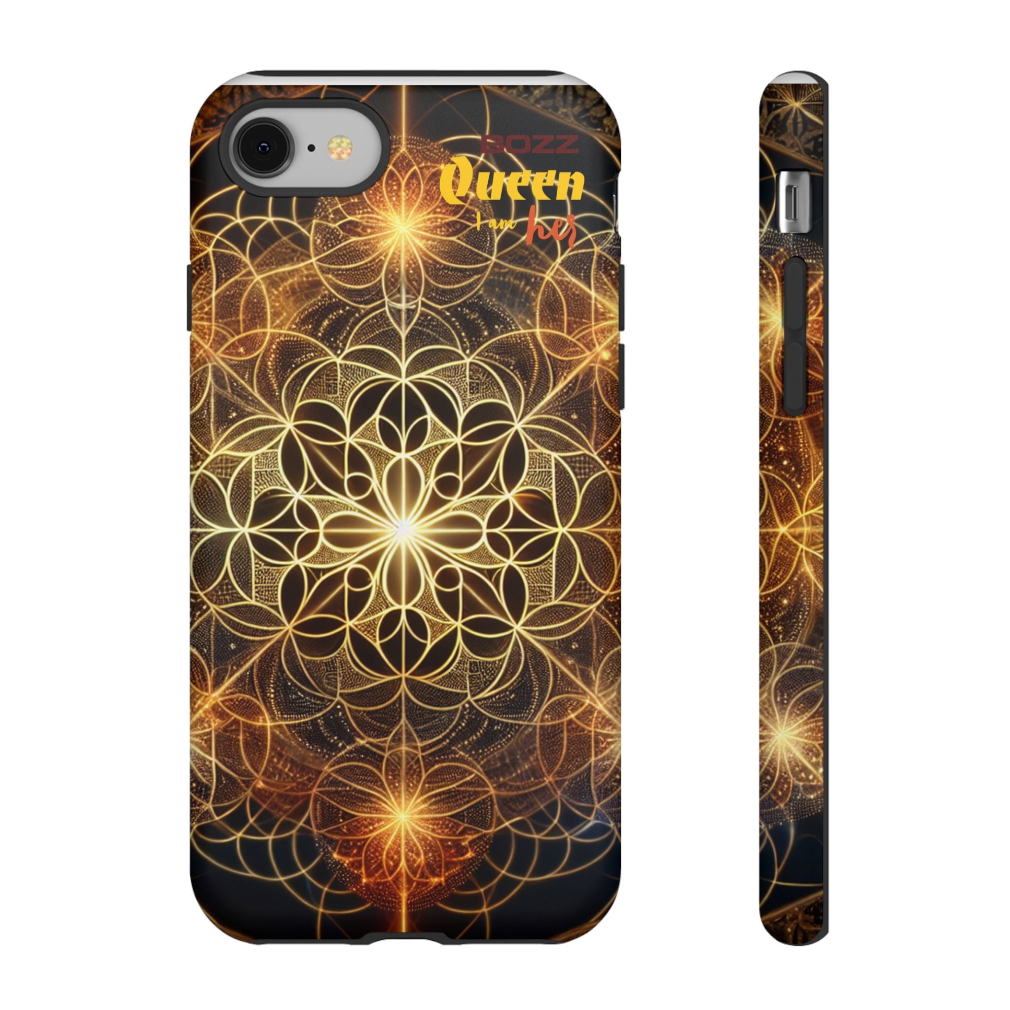 Golden Flower Mandala Phone Case, Tough Cases, Bohemian Phone Cover, Unique Gift for Him/Her, Spiritual and Artistic Design