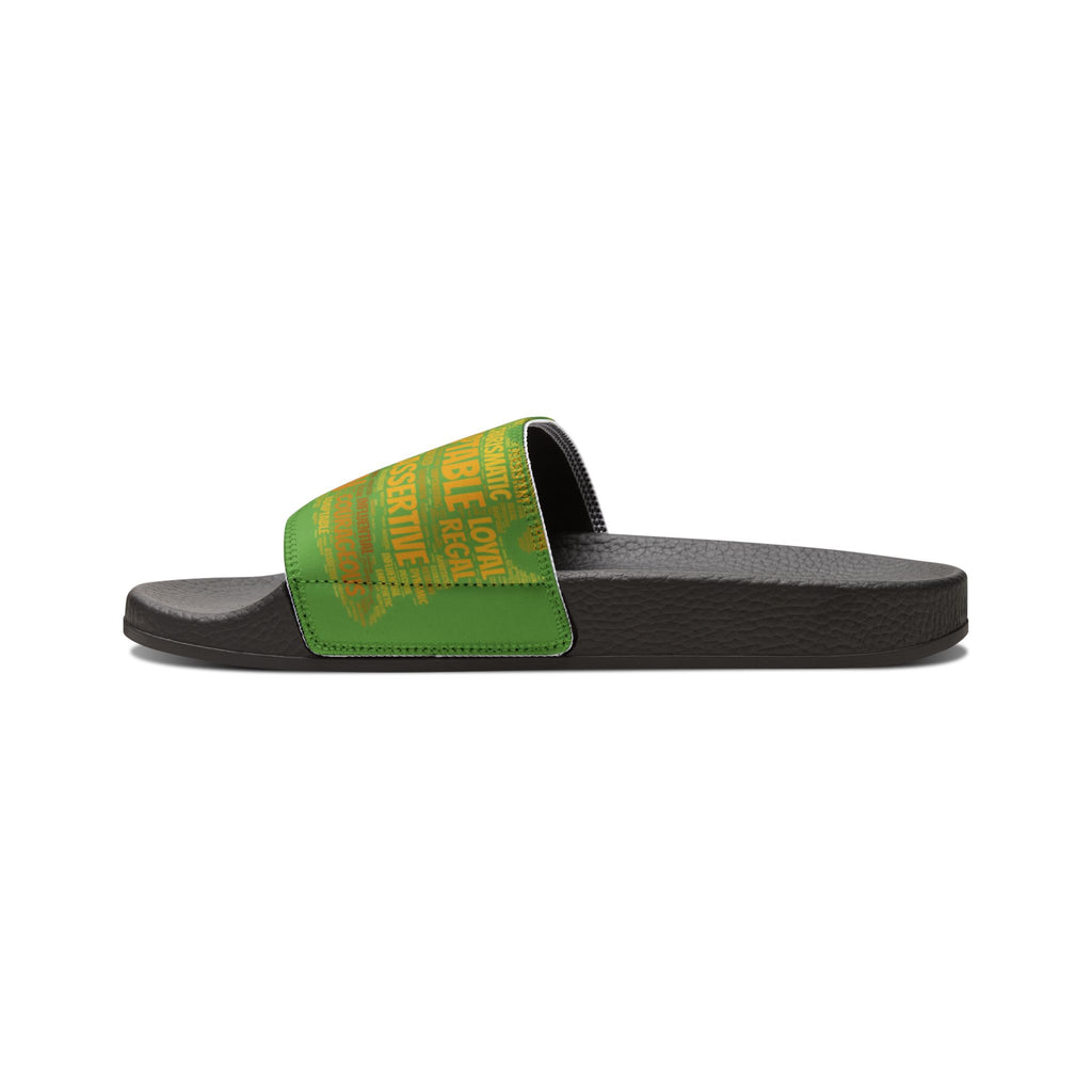Bozz Queen Green & Gold Women's Sandals - Removable Strap Beach Slides