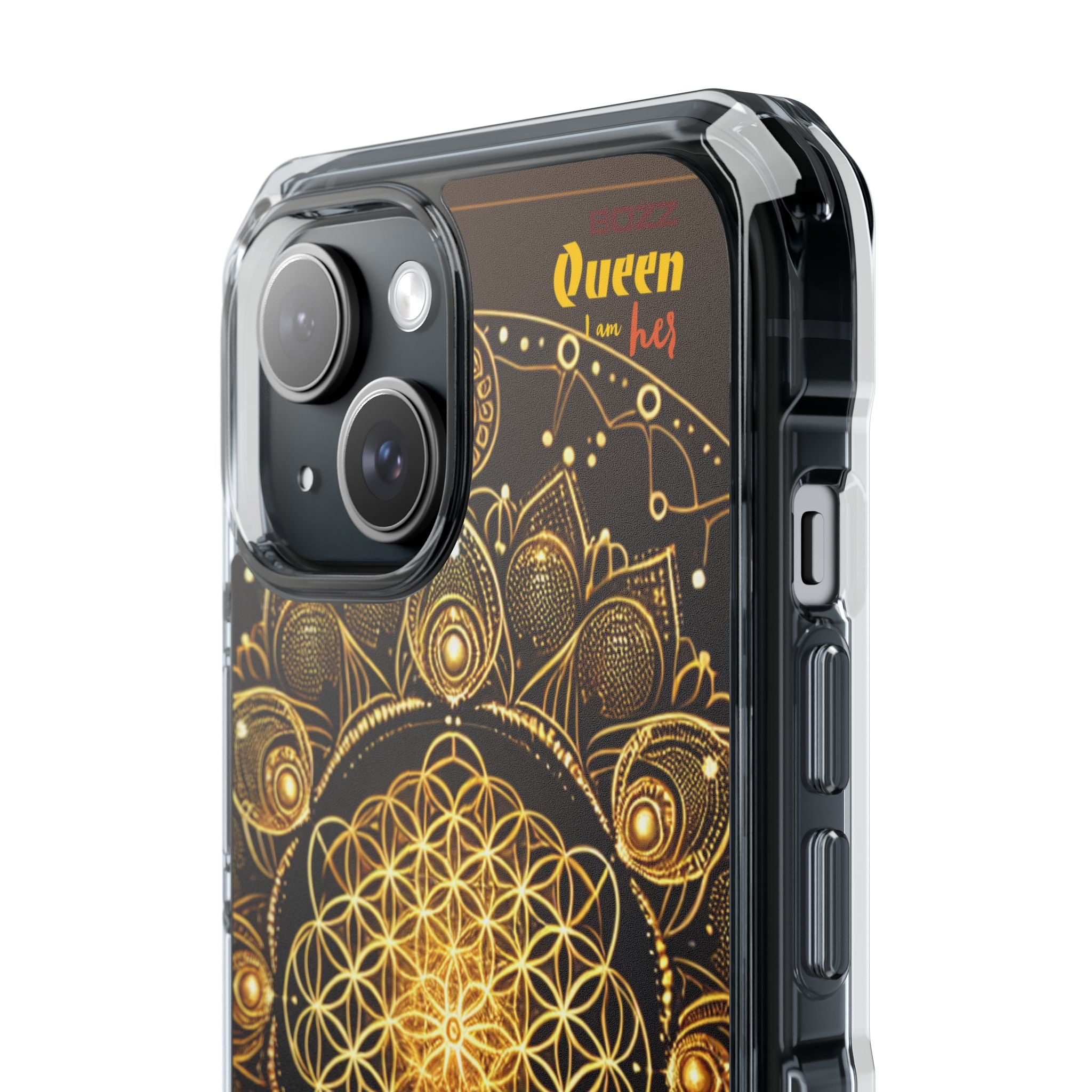 Magnetic Phone Case with Spiritual Mandala Design, Bozz Queen, Durable Clear Impact Case, Unique Gift for Spiritual Seekers, Phone Accessory