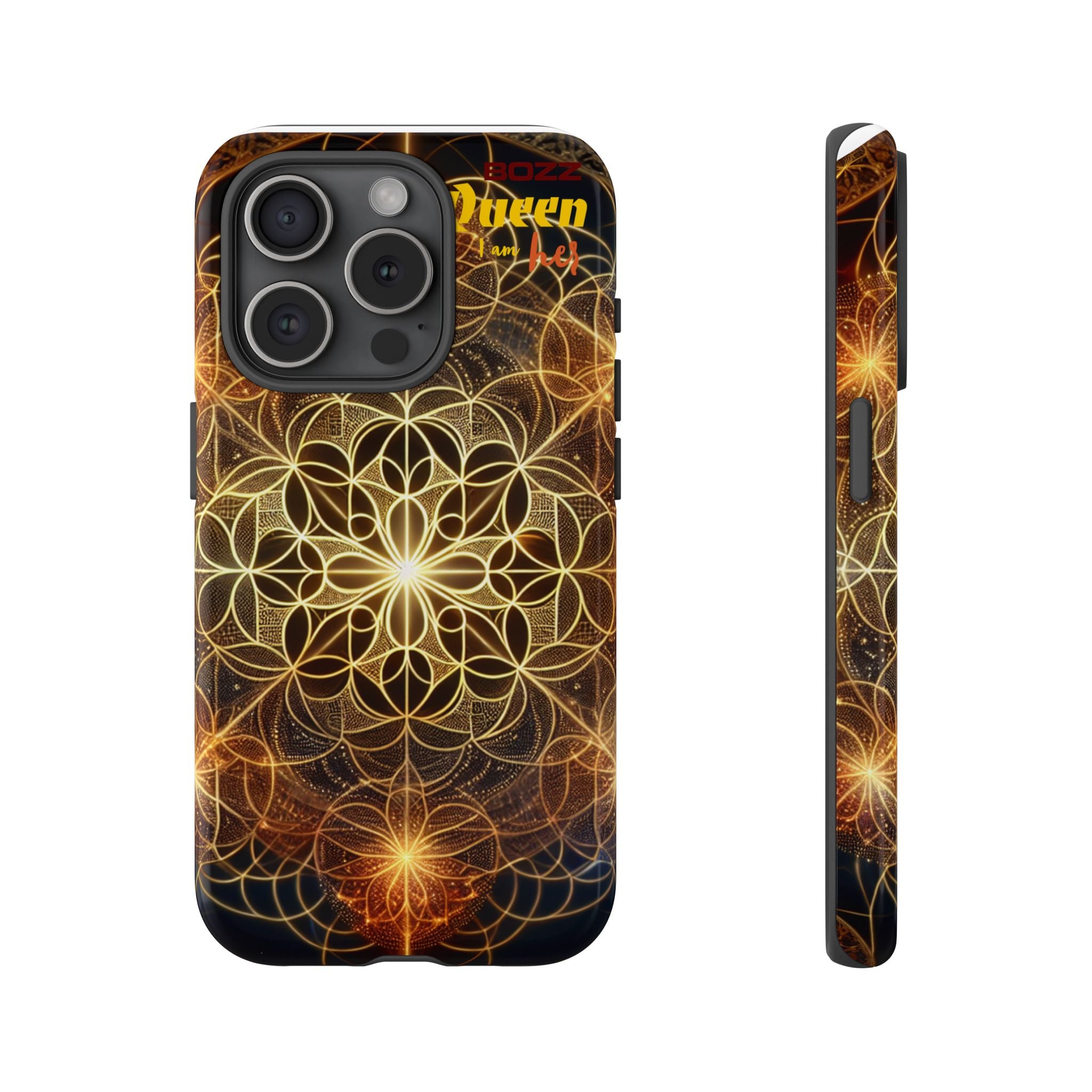 Golden Flower Mandala Phone Case, Tough Cases, Bohemian Phone Cover, Unique Gift for Him/Her, Spiritual and Artistic Design