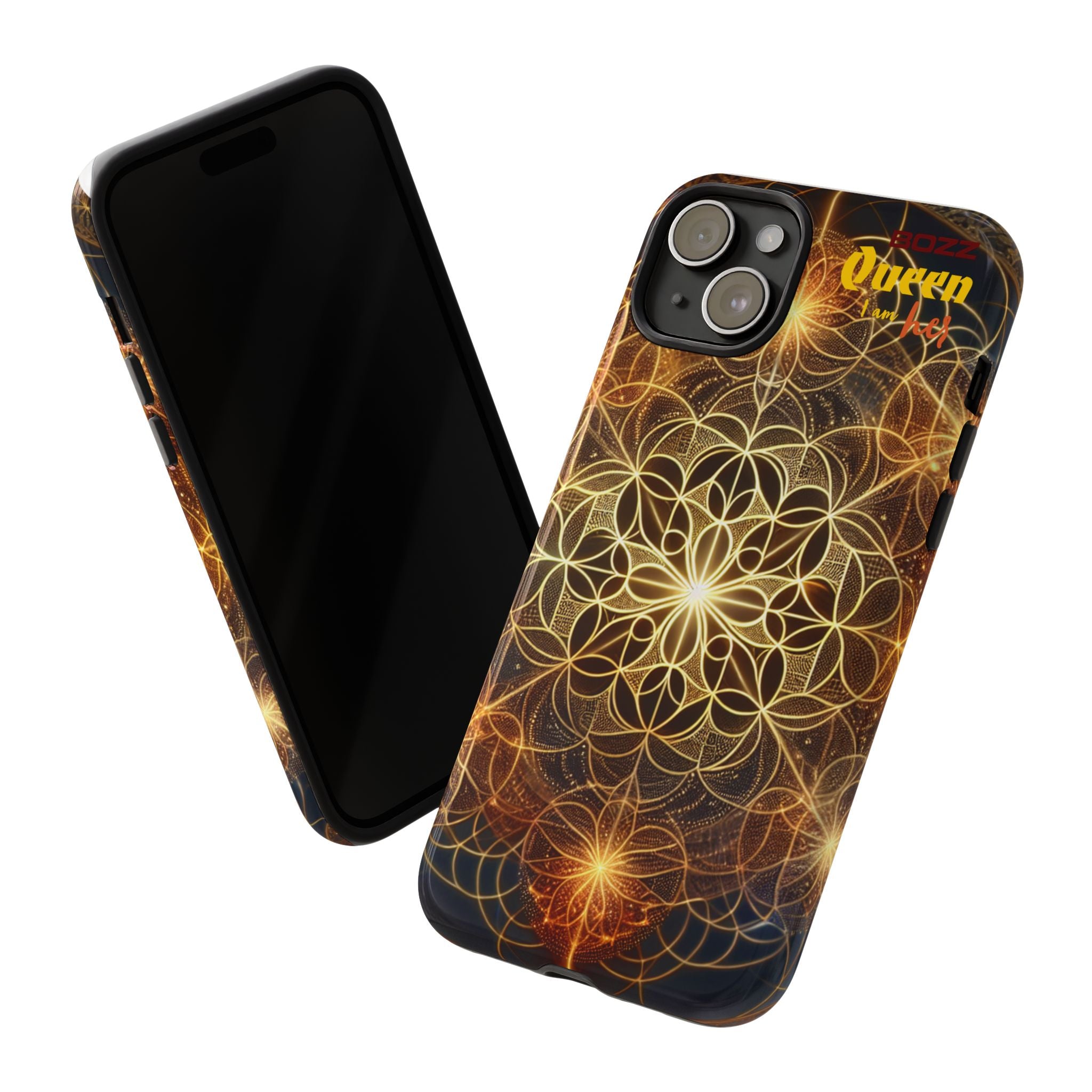 Golden Flower Mandala Phone Case, Tough Cases, Bohemian Phone Cover, Unique Gift for Him/Her, Spiritual and Artistic Design
