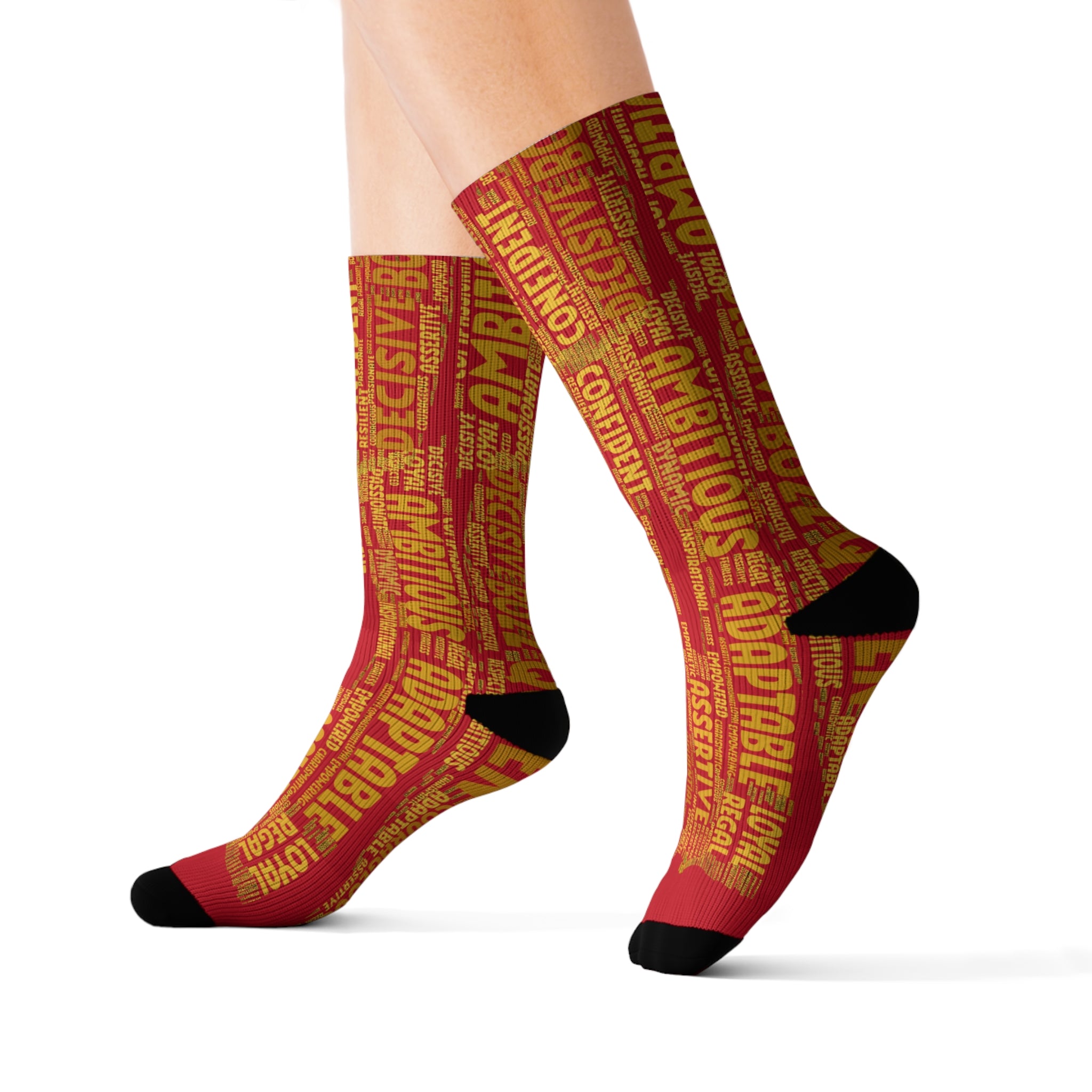 BOZZ QUEEN Dark Red Bold Statement Socks - Empowering Motivational Wear