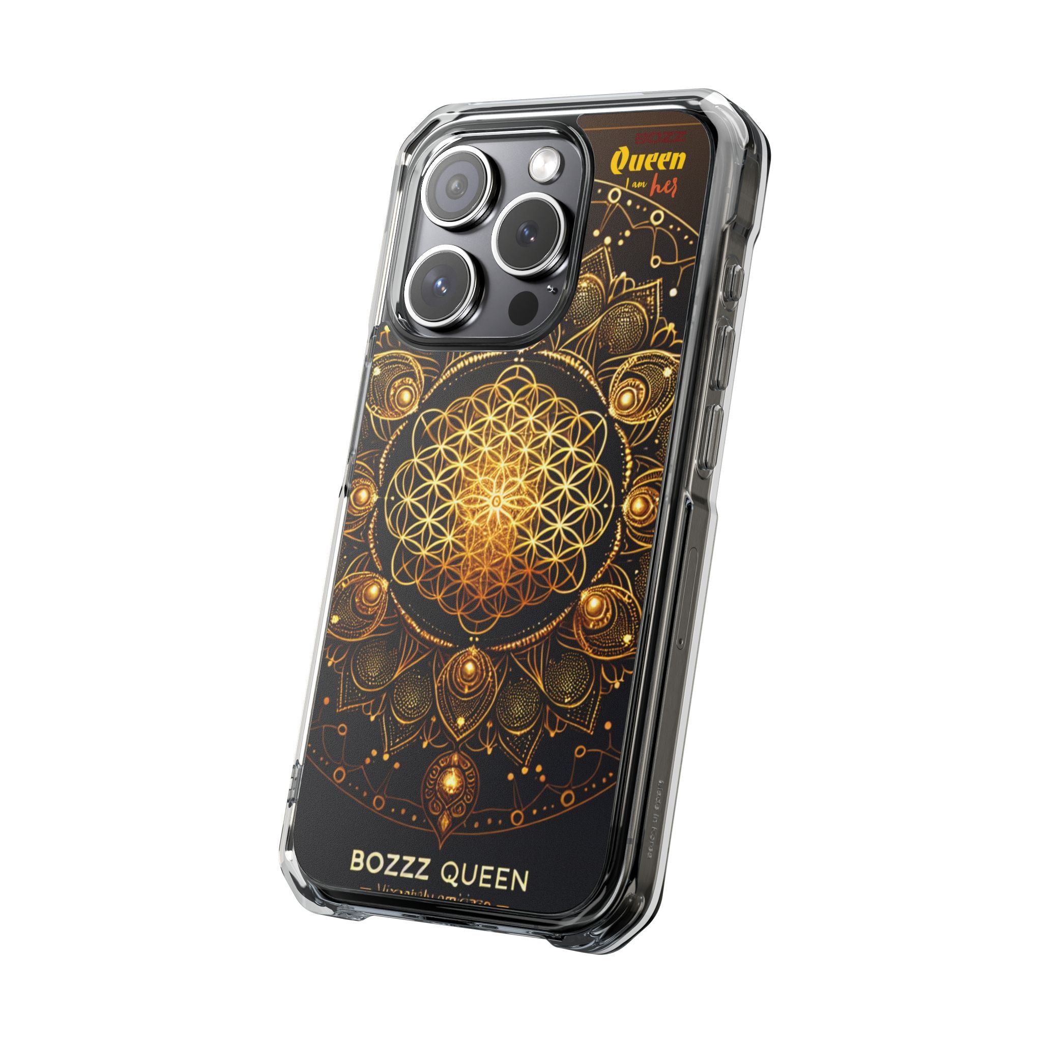 Magnetic Phone Case with Spiritual Mandala Design, Bozz Queen, Durable Clear Impact Case, Unique Gift for Spiritual Seekers, Phone Accessory