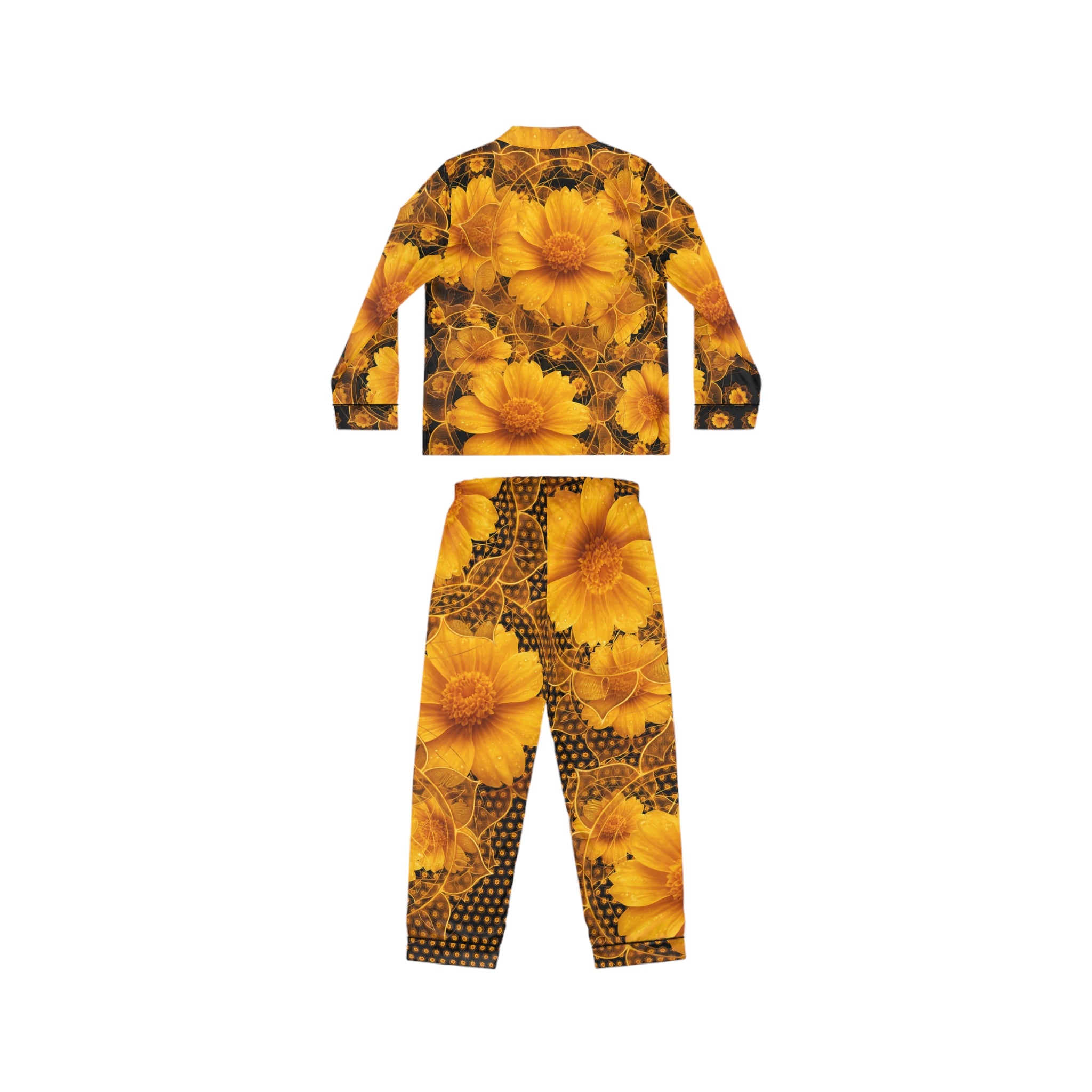 Solar Plexus Chakra Floral Satin Pajamas Set - Luxurious Women's Sleepwear