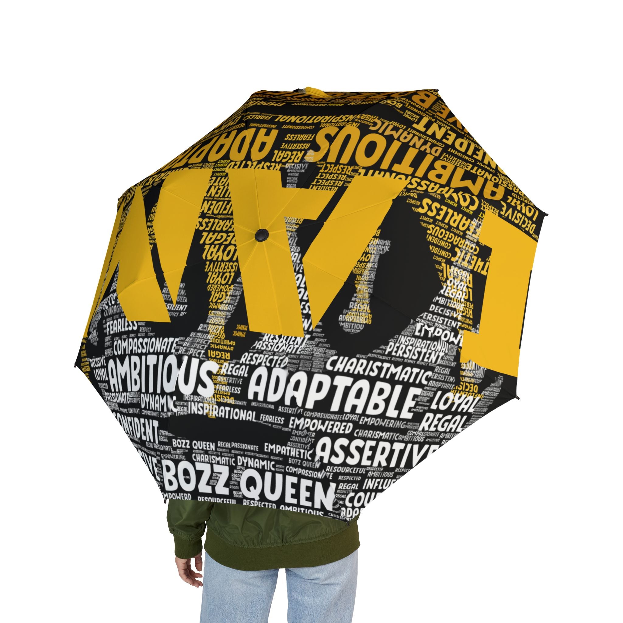 BOZZ QUEEN Empowerment Quote Umbrella - Motivational Foldable Rain Accessory