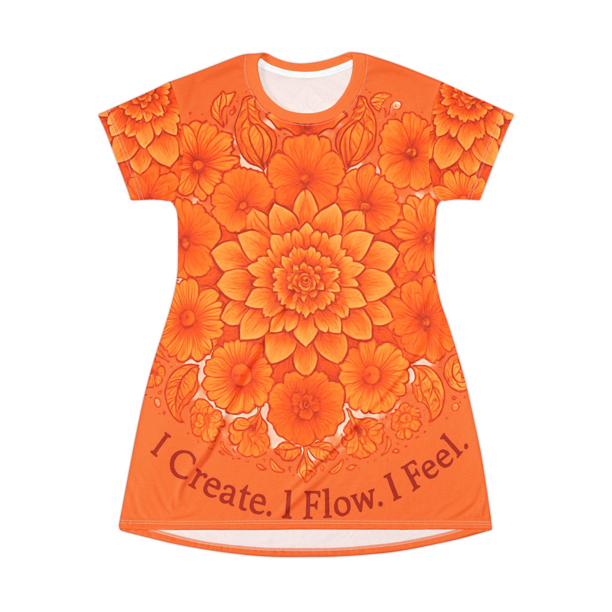Light Orange Chakra Flow T-Shirt Dress - Sacral Energy (Svadhisthana) Creative Wear
