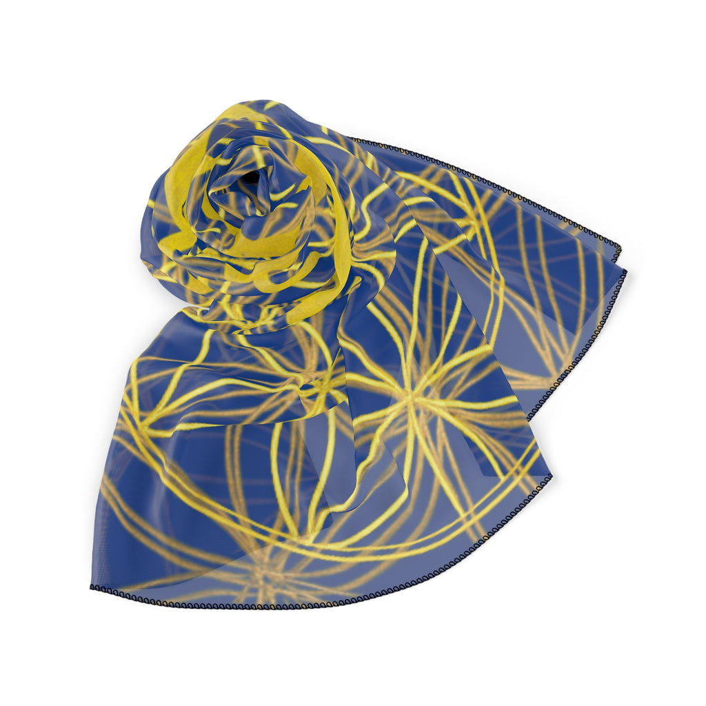 Bozz Queen Blue Poly Scarf - Vibrant Flower of Life Design for Stylish Women