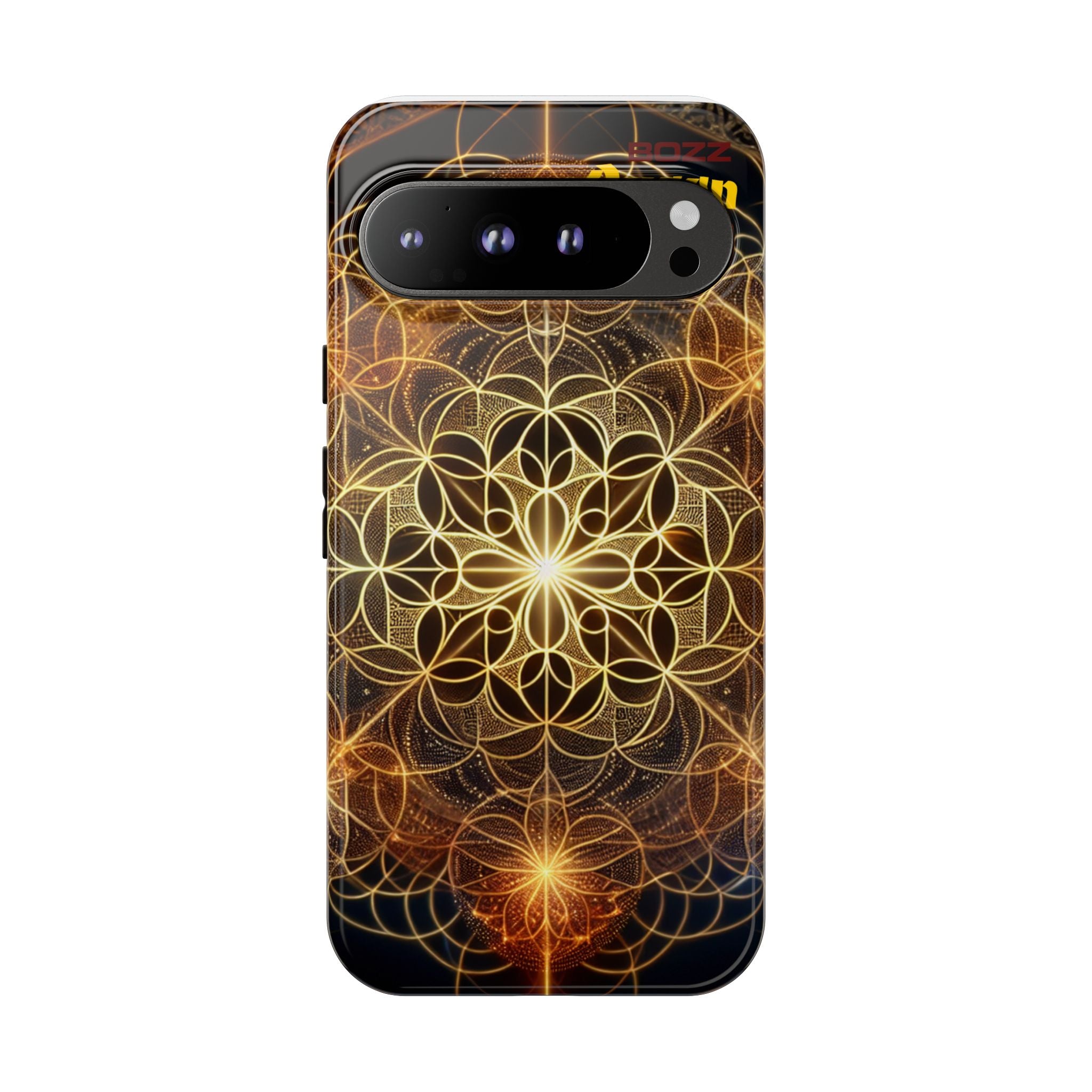 Golden Flower Mandala Phone Case, Tough Cases, Bohemian Phone Cover, Unique Gift for Him/Her, Spiritual and Artistic Design