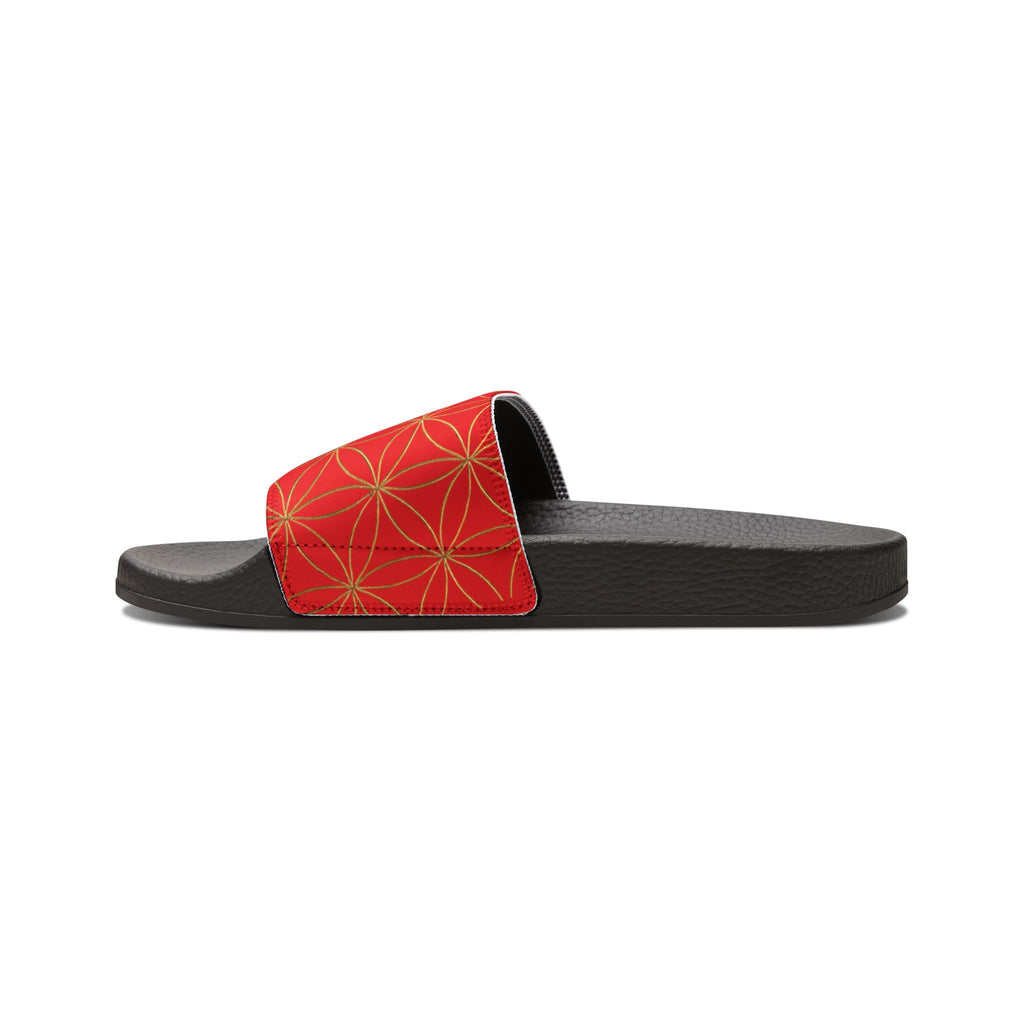 Bozz Queen Red Flower of Life Women's Sandals - Removable Strap Beach Slides