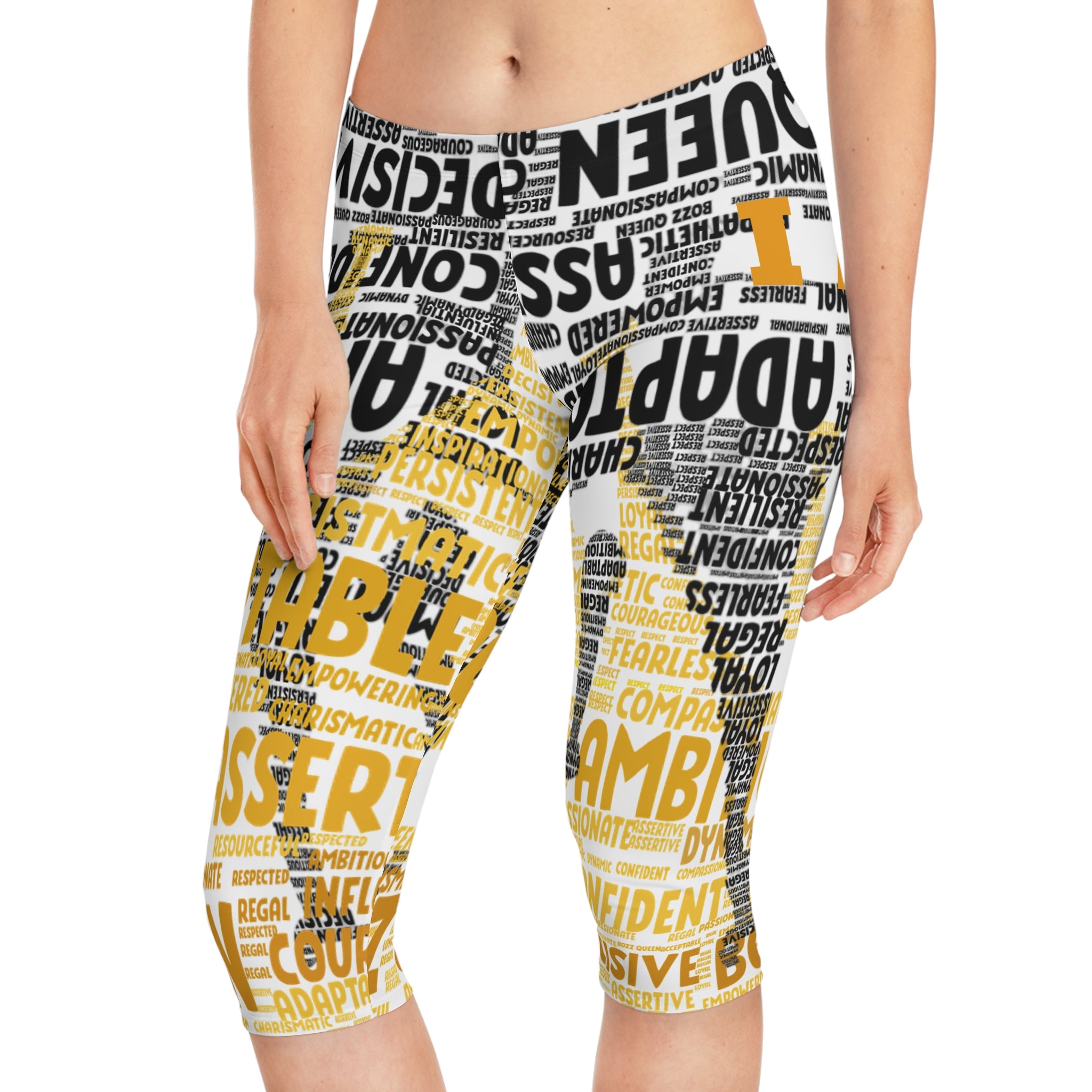 I AM Empowered Women's Capri Leggings - Motivational Activewear for Confidence