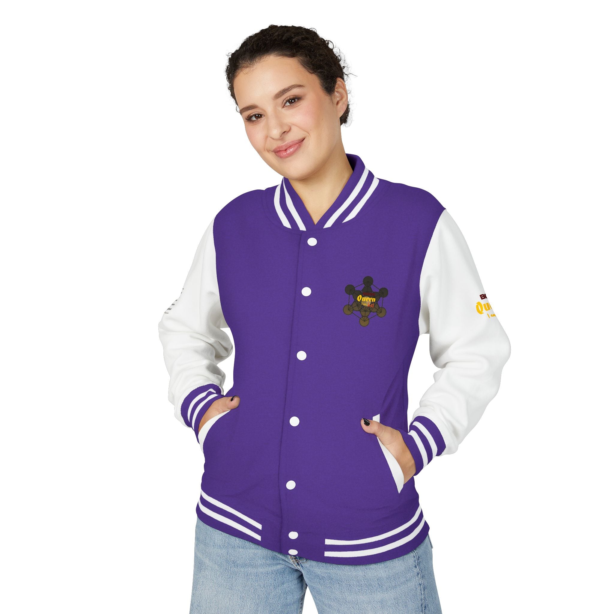 Bozz Queen Crown Design Letterman Jacket - Unisex Heavyweight Varsity Jacket