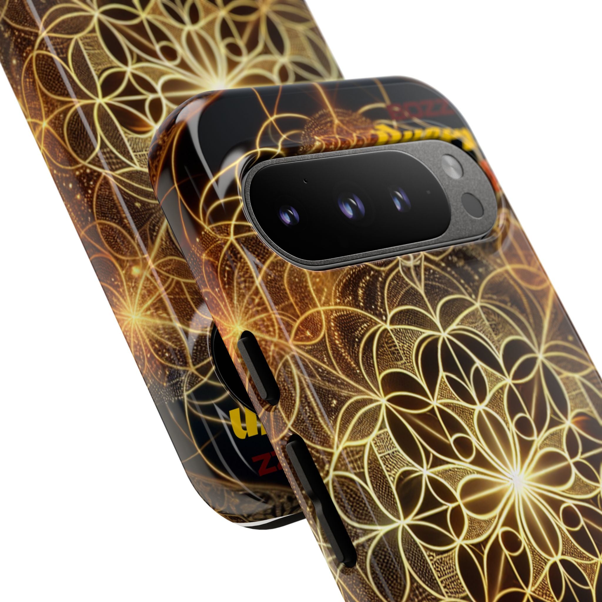 Golden Flower Mandala Phone Case, Tough Cases, Bohemian Phone Cover, Unique Gift for Him/Her, Spiritual and Artistic Design