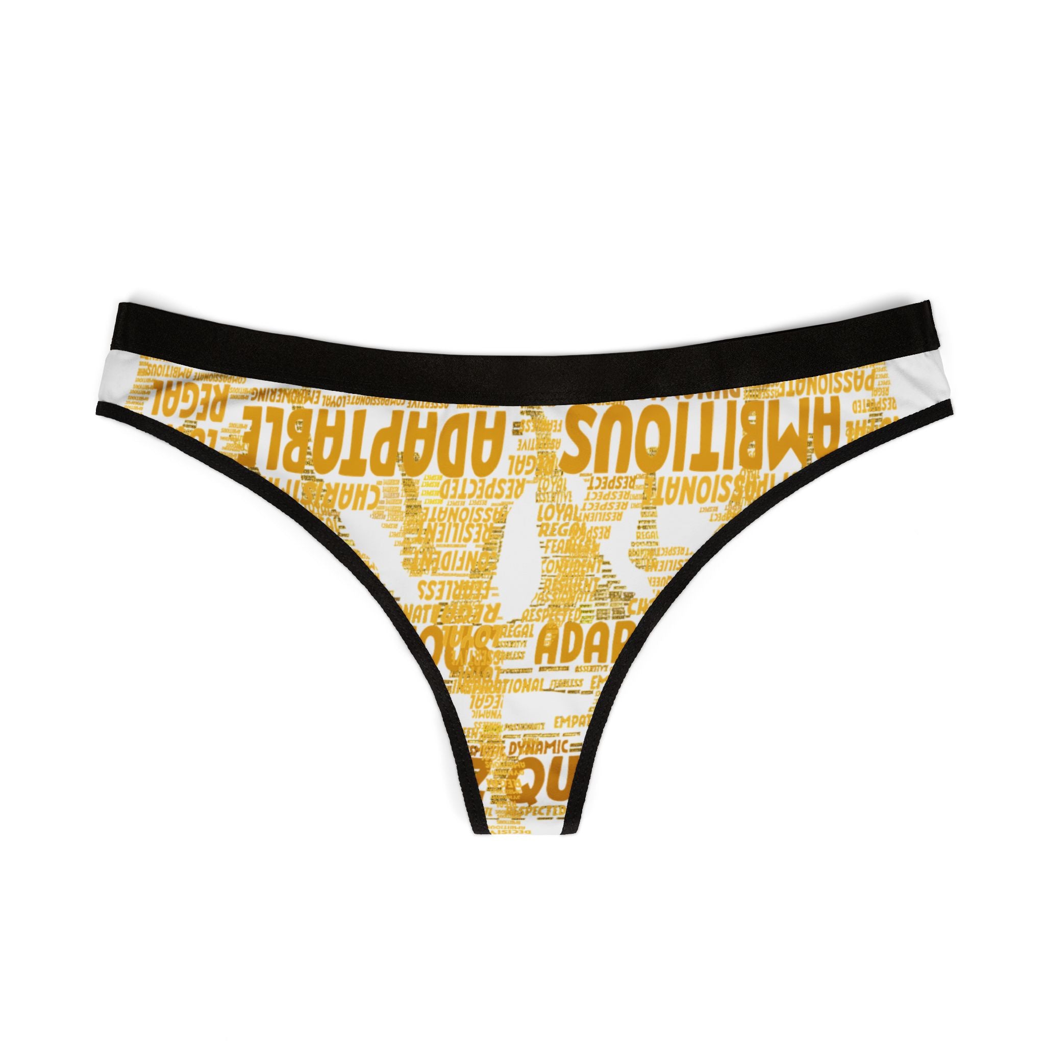 Women's White Yellow Thongs - Bold Statement Motivational Lingerie