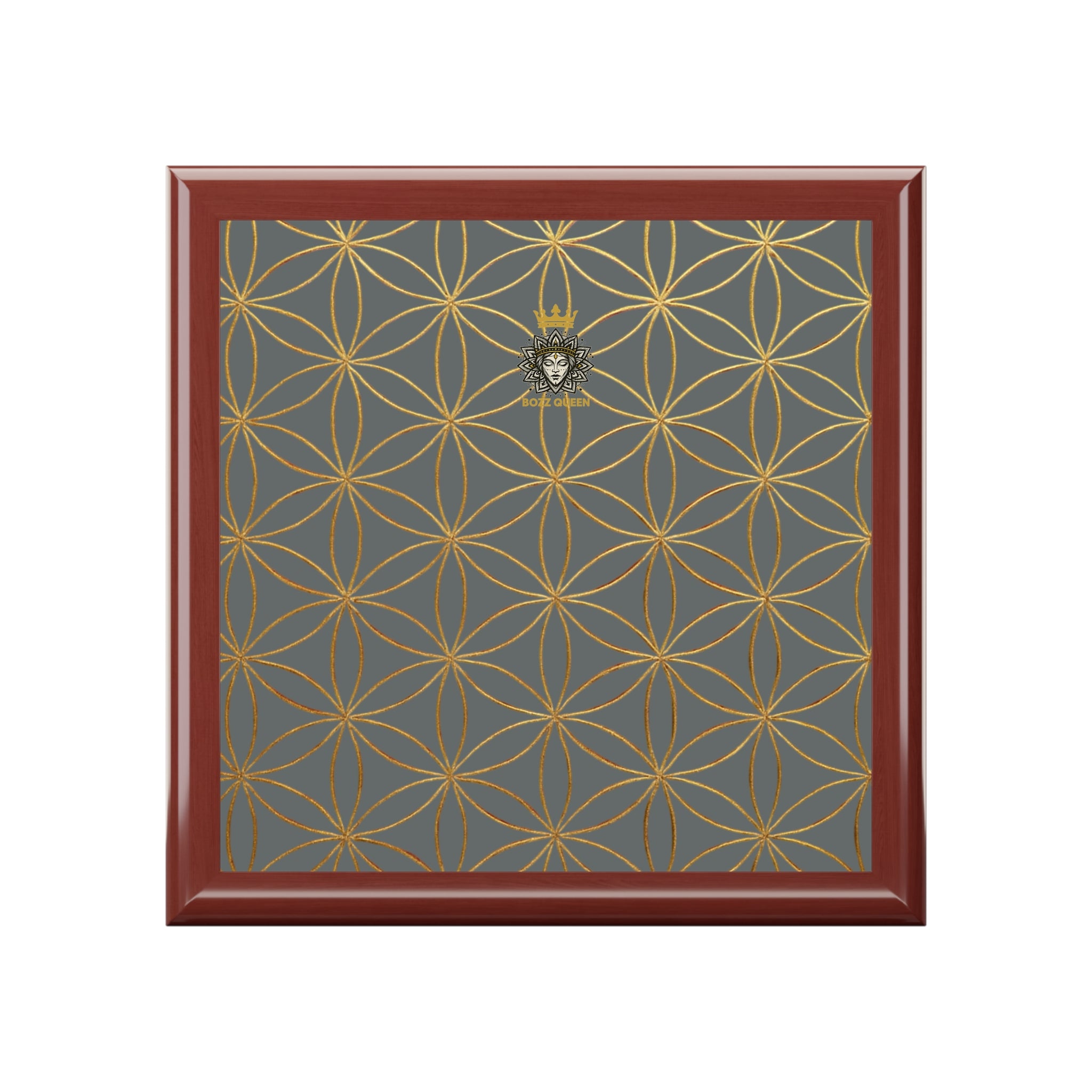 Flower of Life Jewelry Box - Dark Grey Elegant Keepsake Organizer