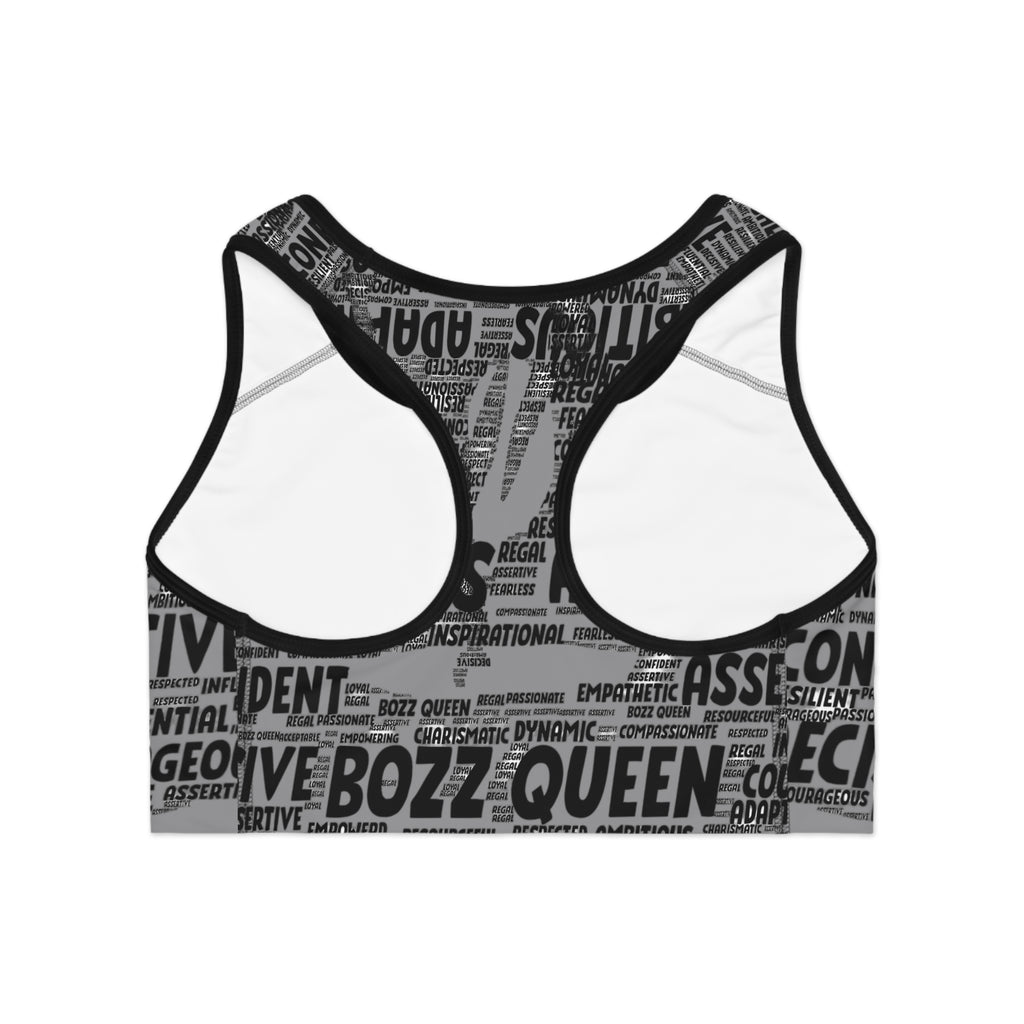 Empowering Sports Bra - Bozz Queen Origin Collection | Grey & Black FIXX