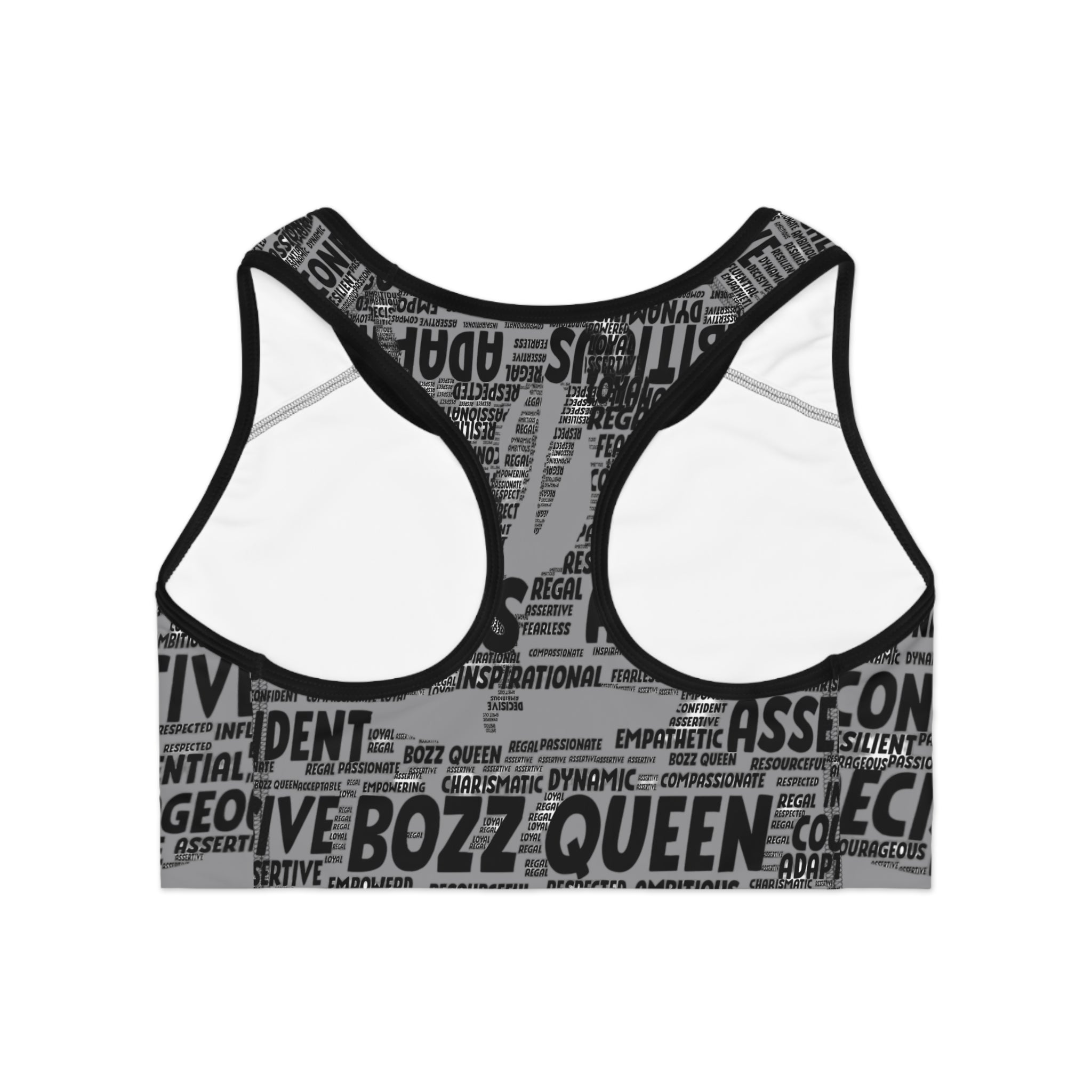 Empowering Sports Bra - Bozz Queen Origin Collection | Grey & Black FIXX