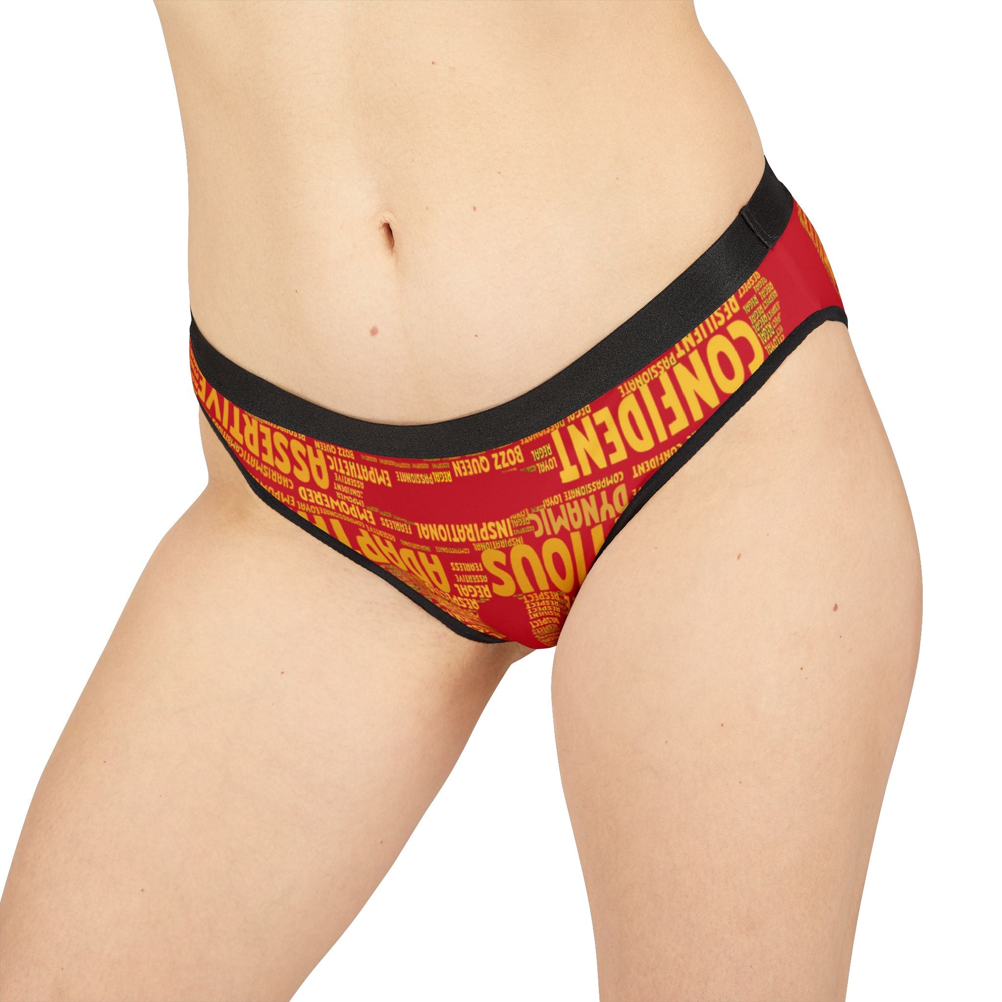 Women's Dark Red Yellow Motivational Underwear - Bold Statement Lingerie