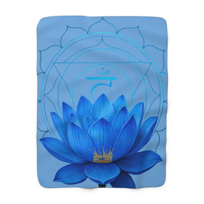 Throat Chakra Lotus Sherpa Blanket - Meditation Decor & Yoga Gift