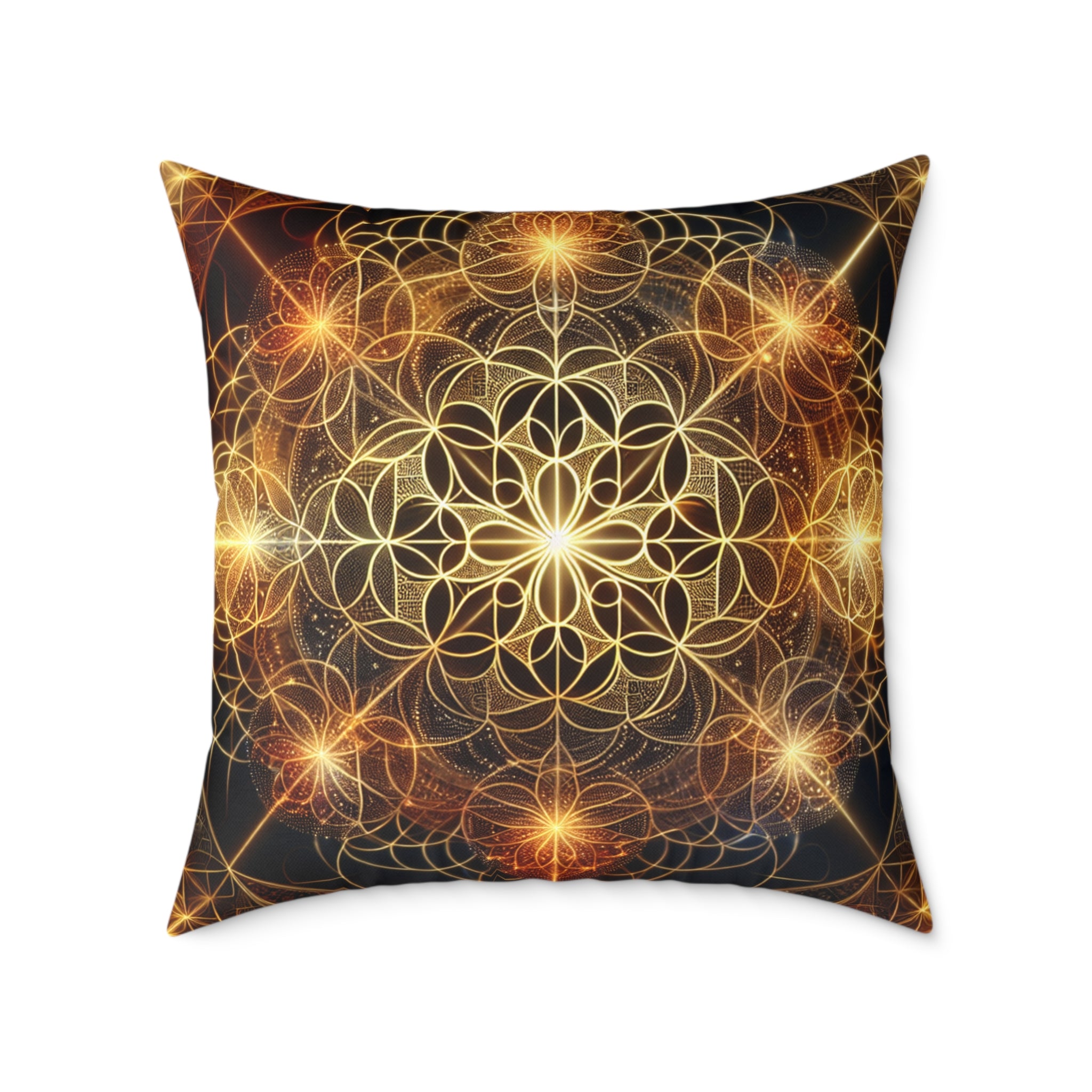 Bohemian Flower Mandala Pillow, Square Poly Canvas Pillow for Home Decor, Cozy Living Room Accent, Meditation Gift, Bedroom Cushion