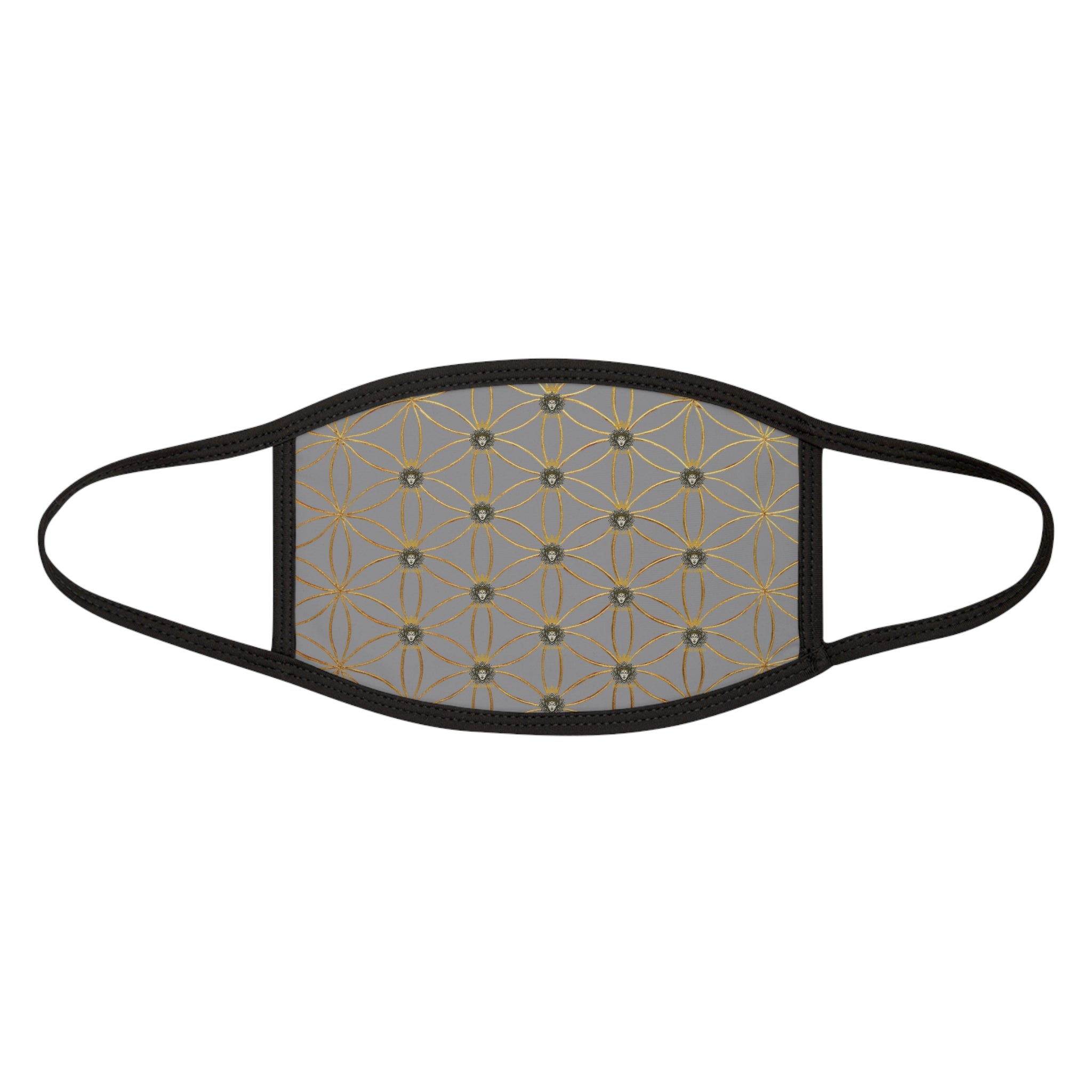 Bozz Queen Flower of Life Face Mask - Grey & Gold Stylish Breathable Cloth Mask