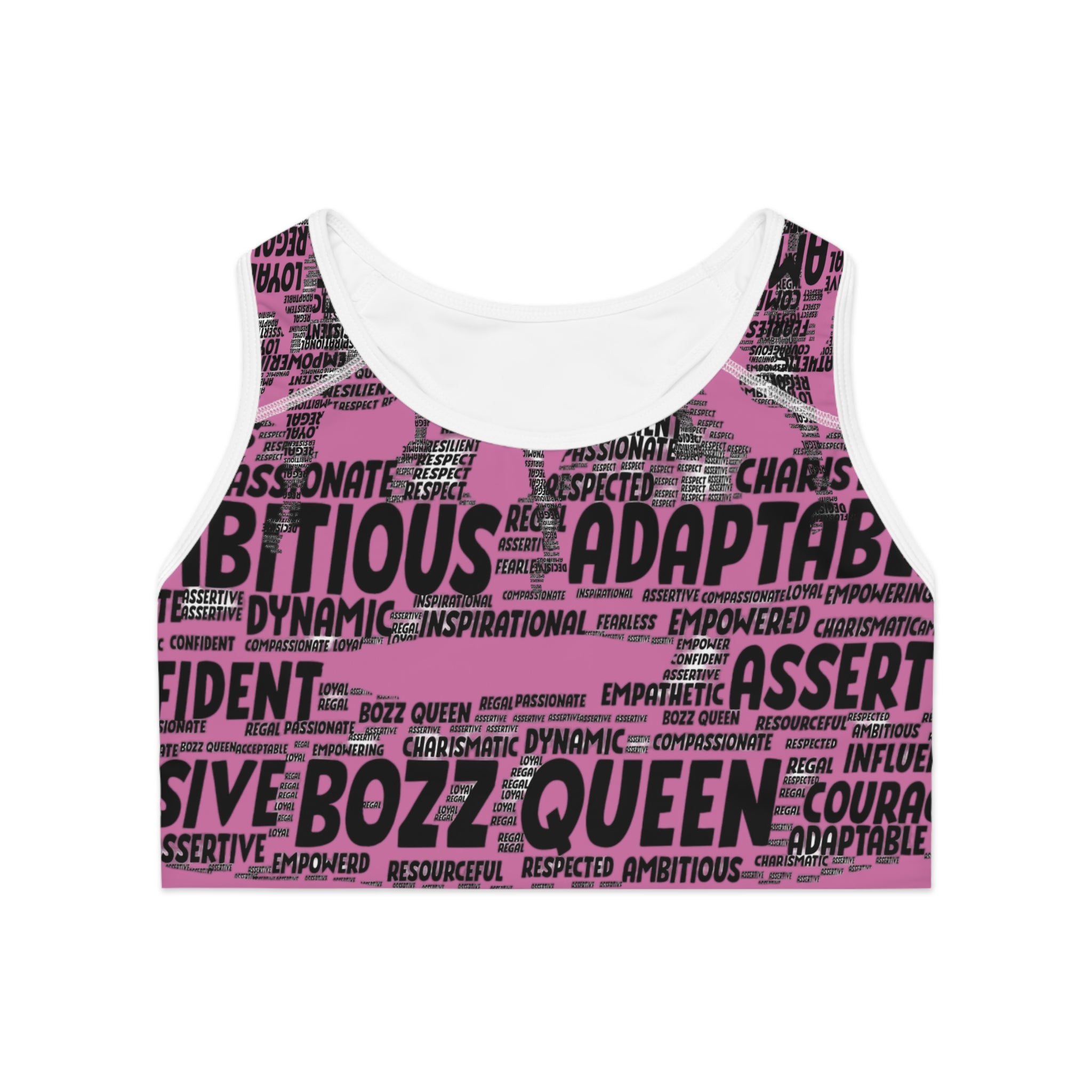 Empowering Sports Bra - Bozz Queen Origin Collection | Light Pink & Black
