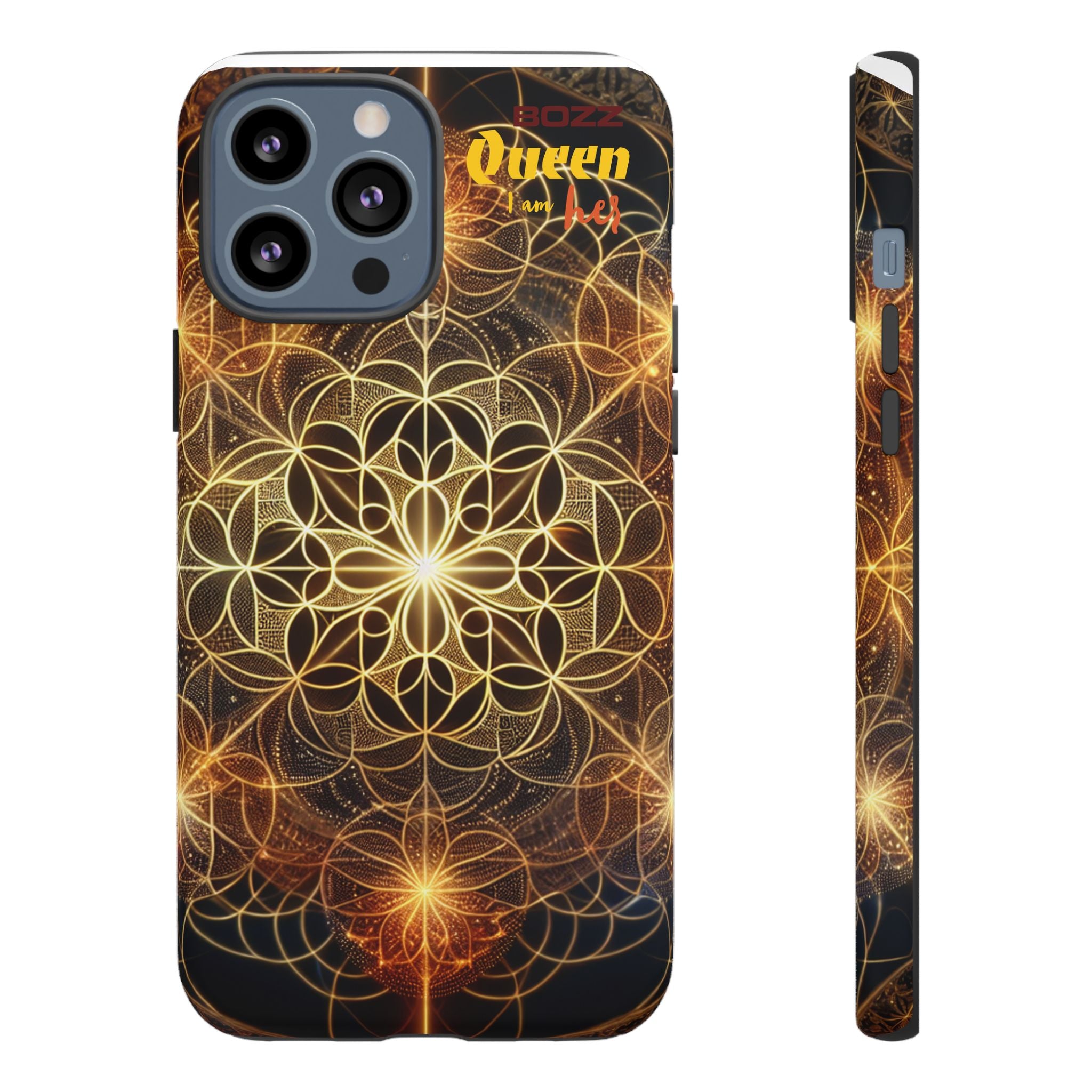 Golden Flower Mandala Phone Case, Tough Cases, Bohemian Phone Cover, Unique Gift for Him/Her, Spiritual and Artistic Design