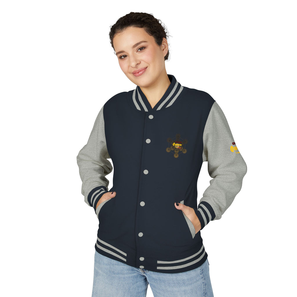 Bozz Queen Crown Design Letterman Jacket - Unisex Heavyweight Varsity Jacket