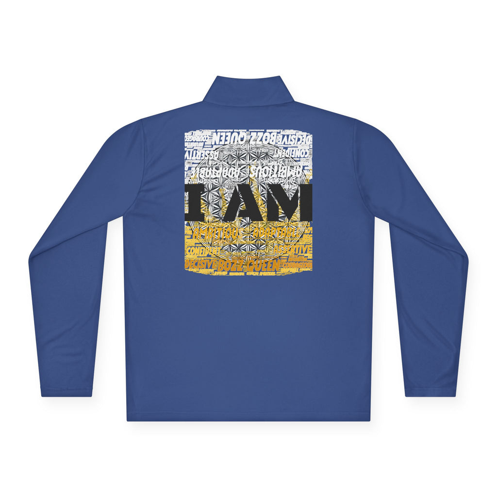 I AM Unisex Quarter-Zip Pullover - Motivational Activewear for Gym & Yoga