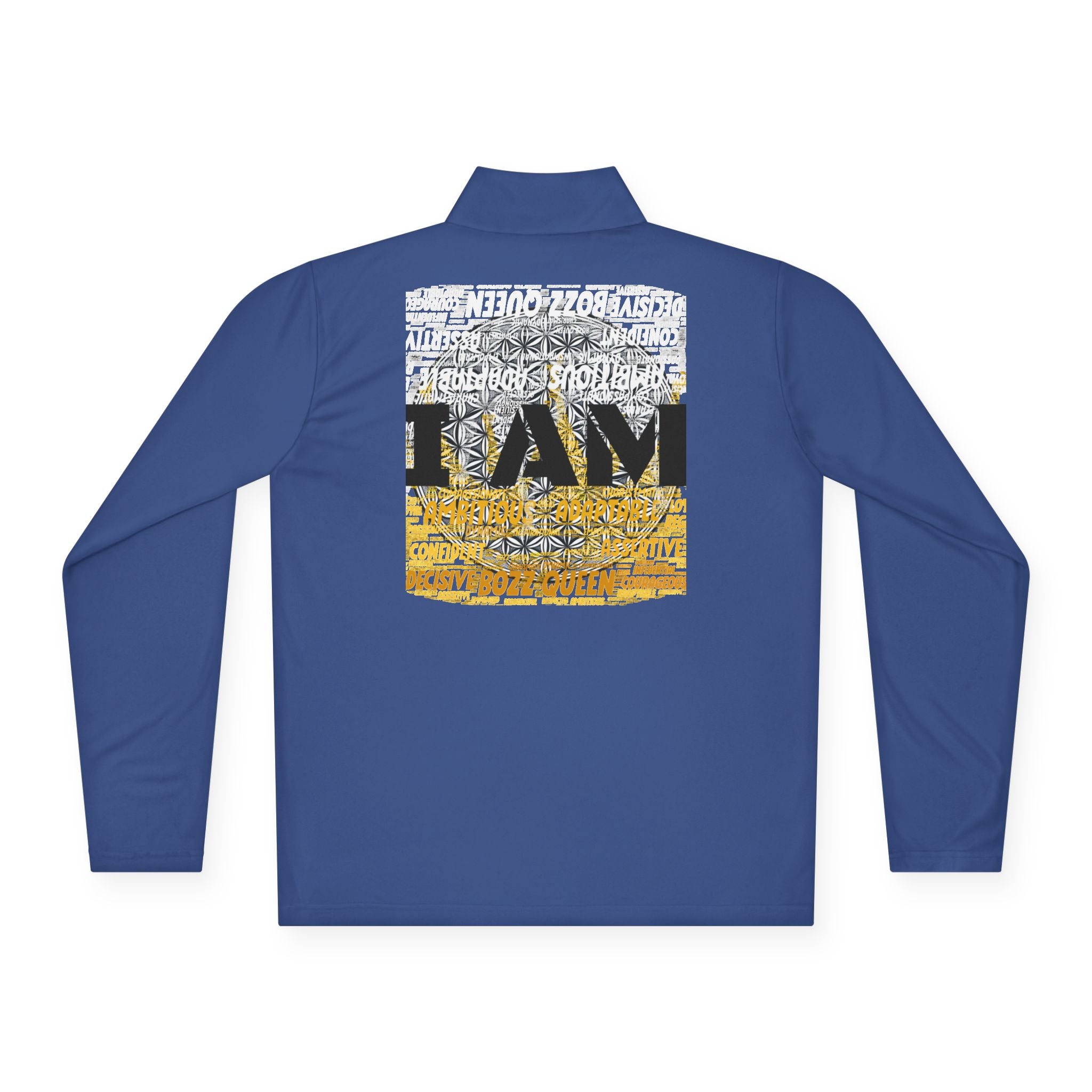I AM Unisex Quarter-Zip Pullover - Motivational Activewear for Gym & Yoga