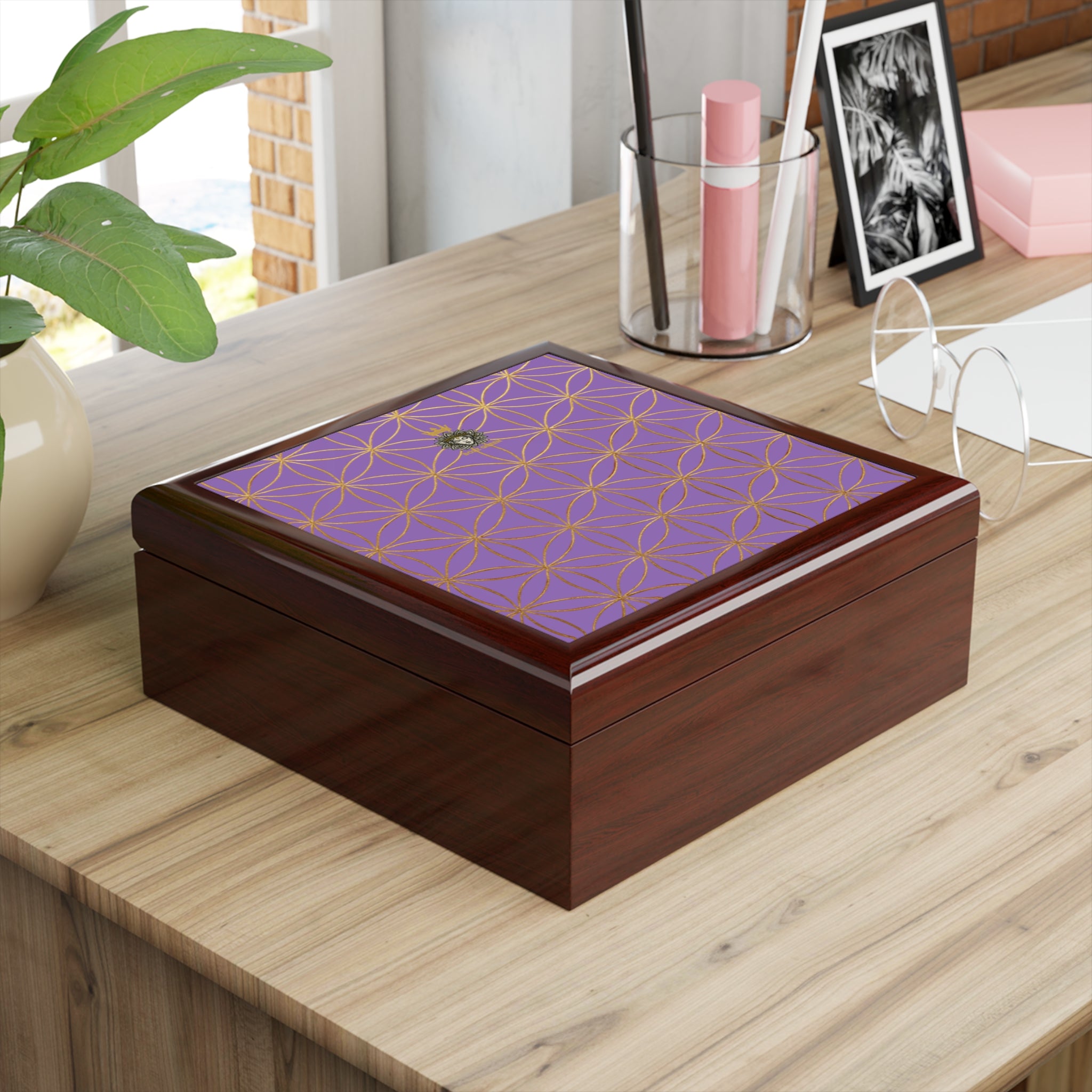 Flower of Life Jewelry Box - Light Purple Elegant Keepsake Organizer