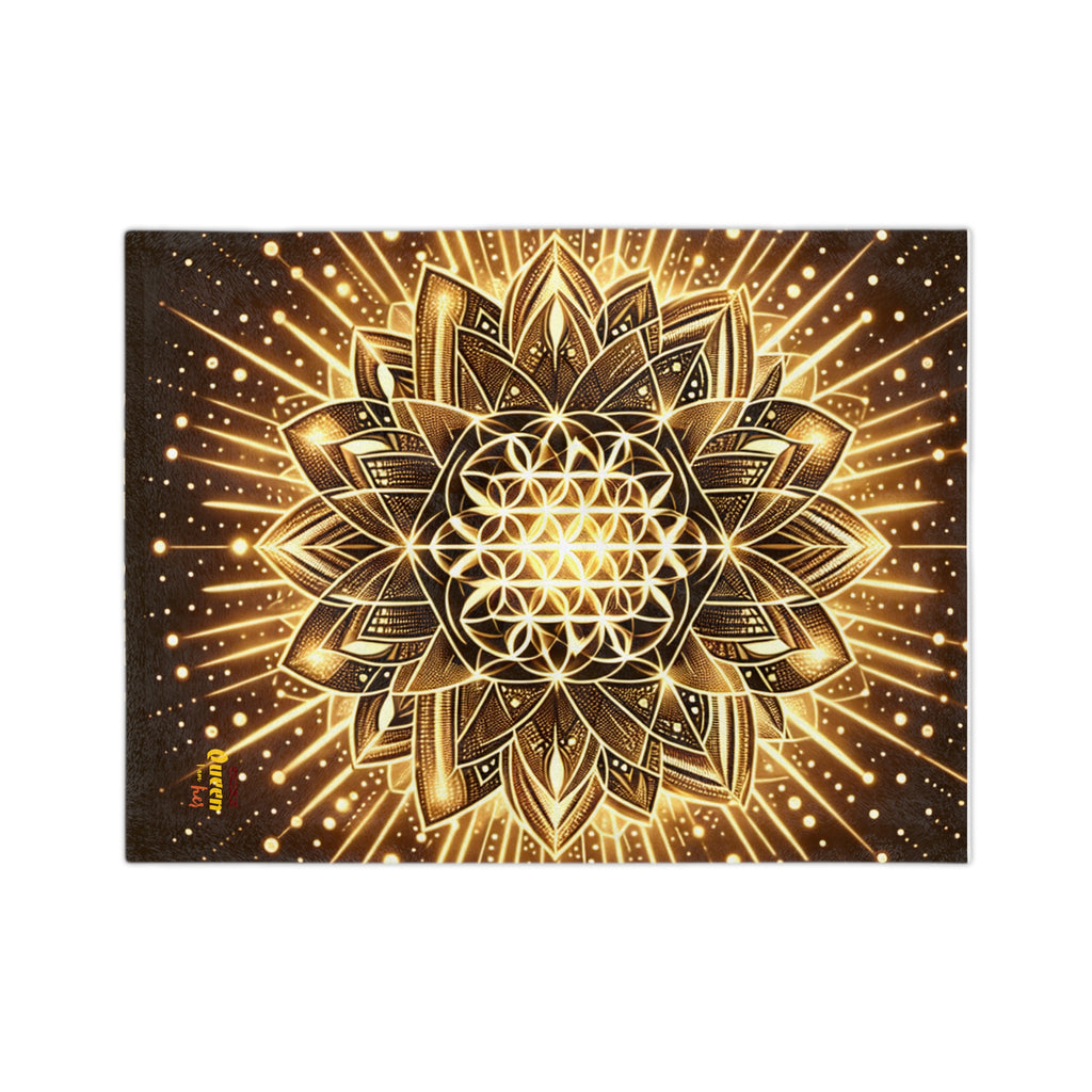 Golden Mandala Velveteen Blanket, Cozy Throw Blanket, Boho Home Decor, Yoga Lover Gift, Meditation Blanket, Warm Soft Blanket