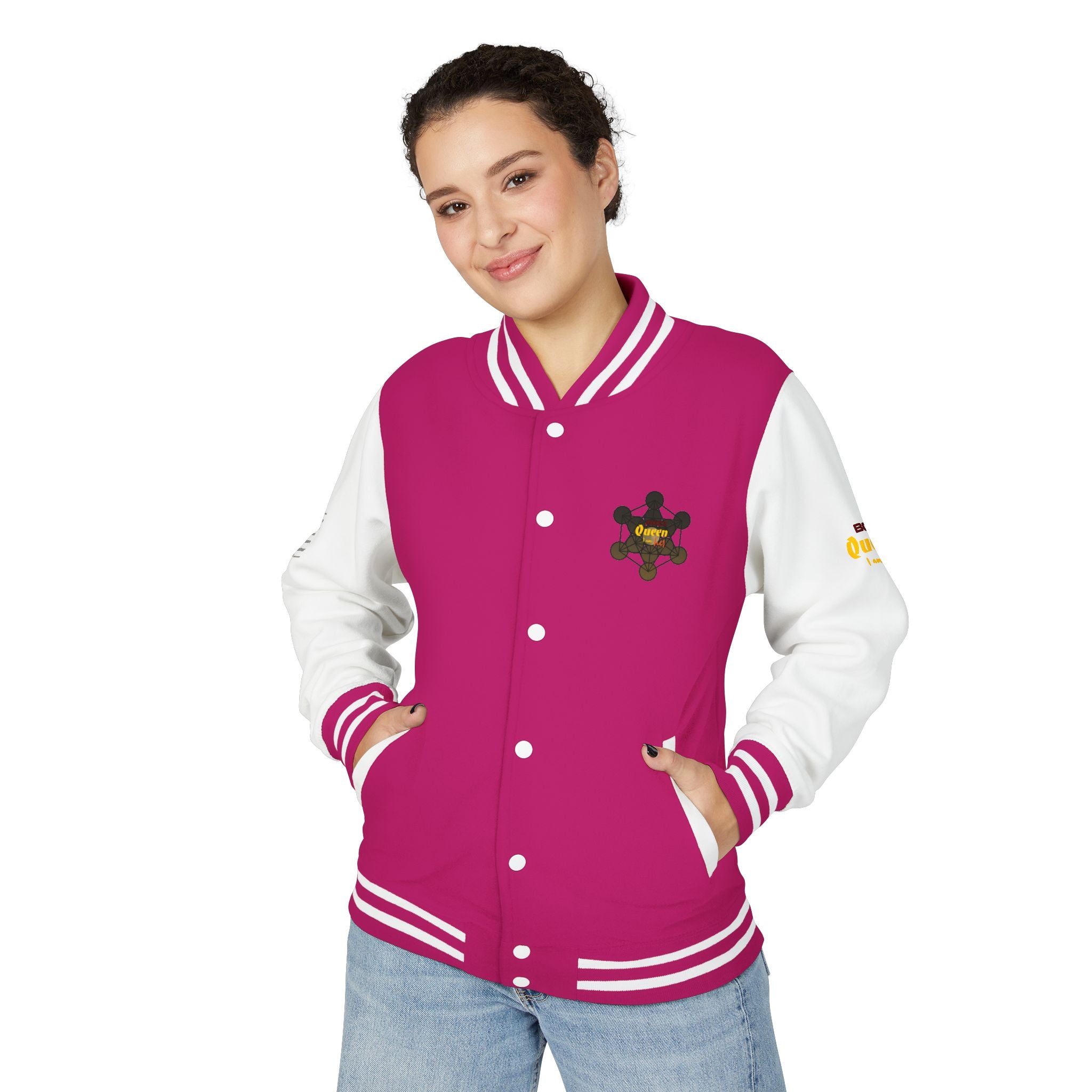 Bozz Queen Crown Design Letterman Jacket - Unisex Heavyweight Varsity Jacket