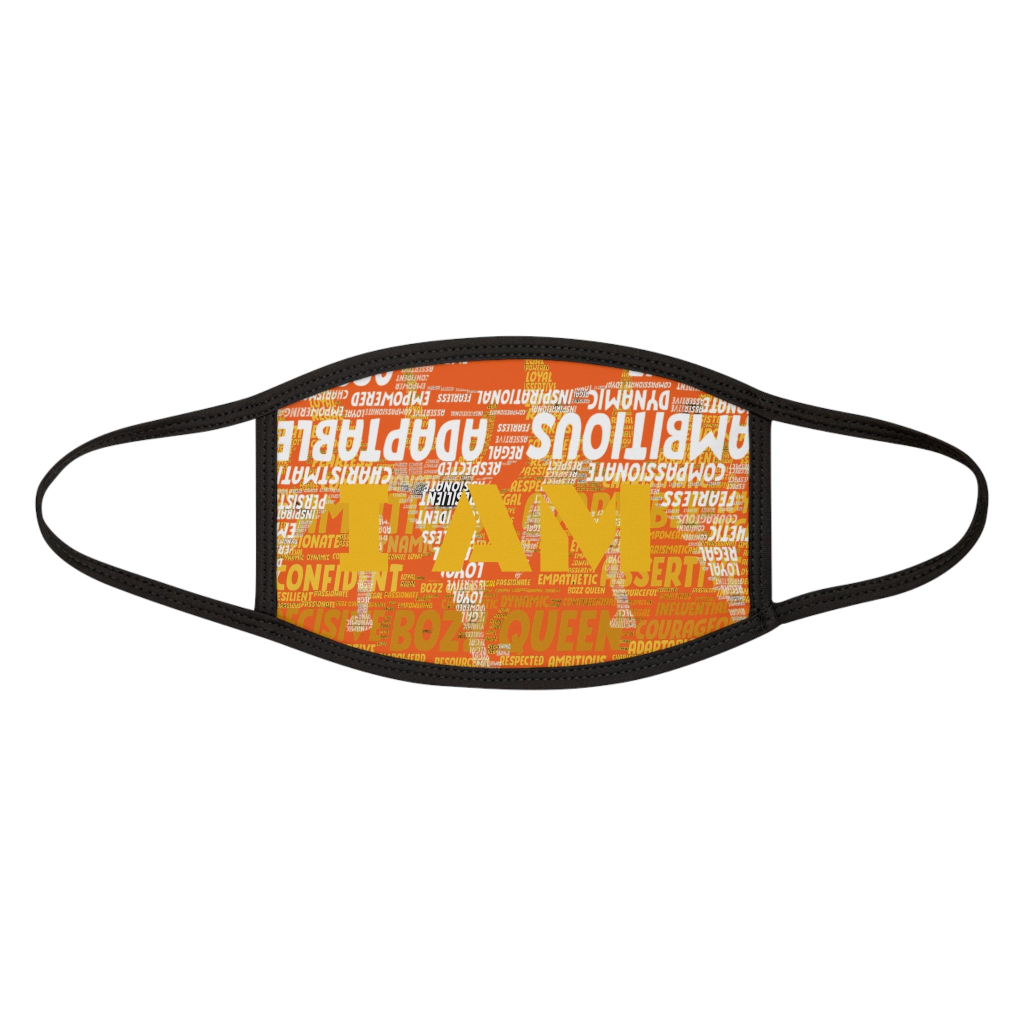 I AM Series Empowering Face Mask - Orange Mixed-Fabric with Inspirational Quotes