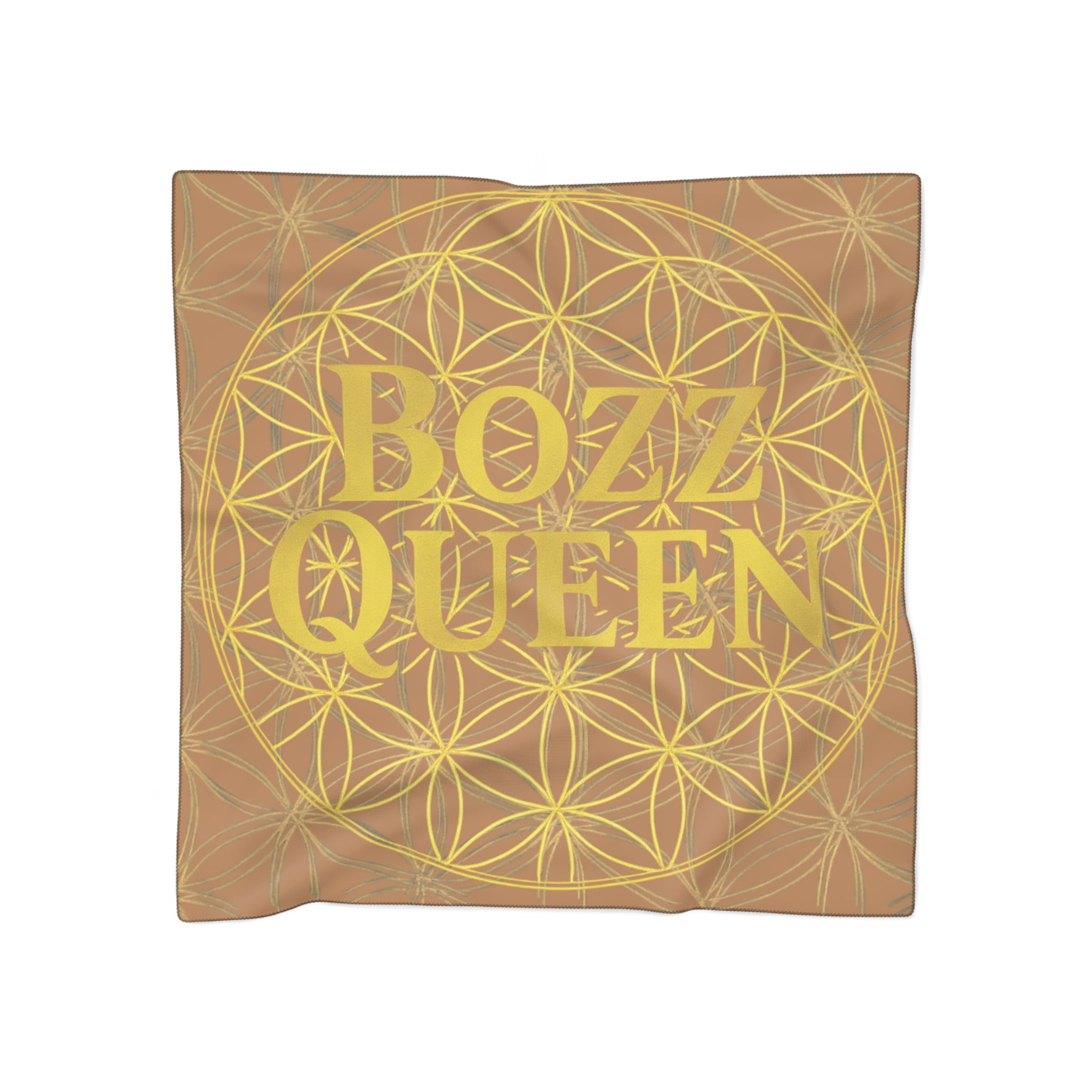 Bozz Queen Light Brown Poly Scarf - Vibrant Flower of Life Design for Stylish Women