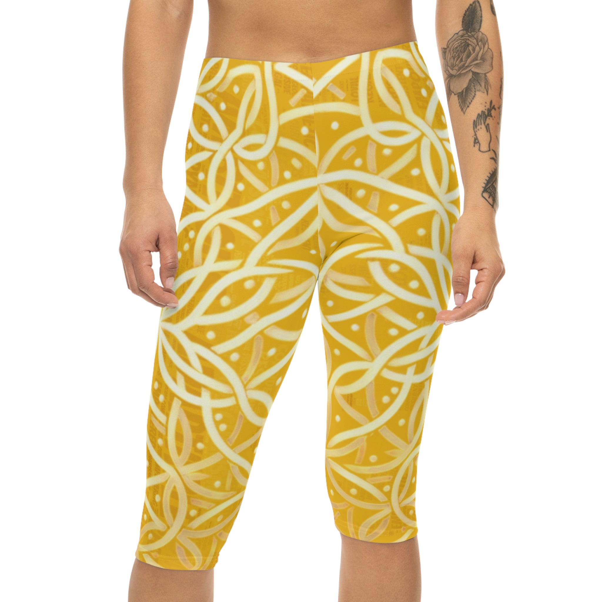Yellow Chic Women's Capri Leggings - Stylish Yoga Pants & Activewear